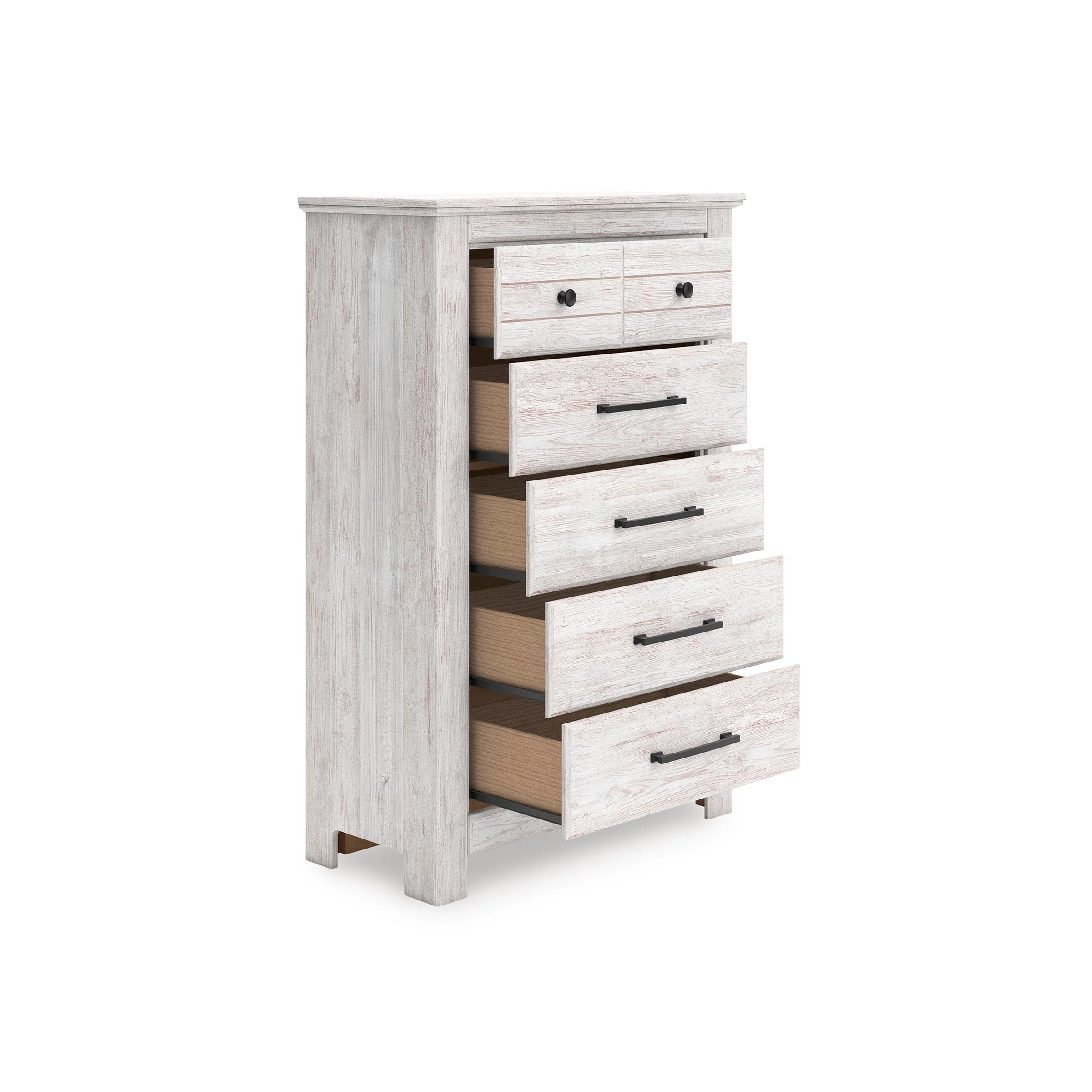 Makidern Whitewash Storage Panel Bedroom Set with 2 Footboard Drawers - Image 17