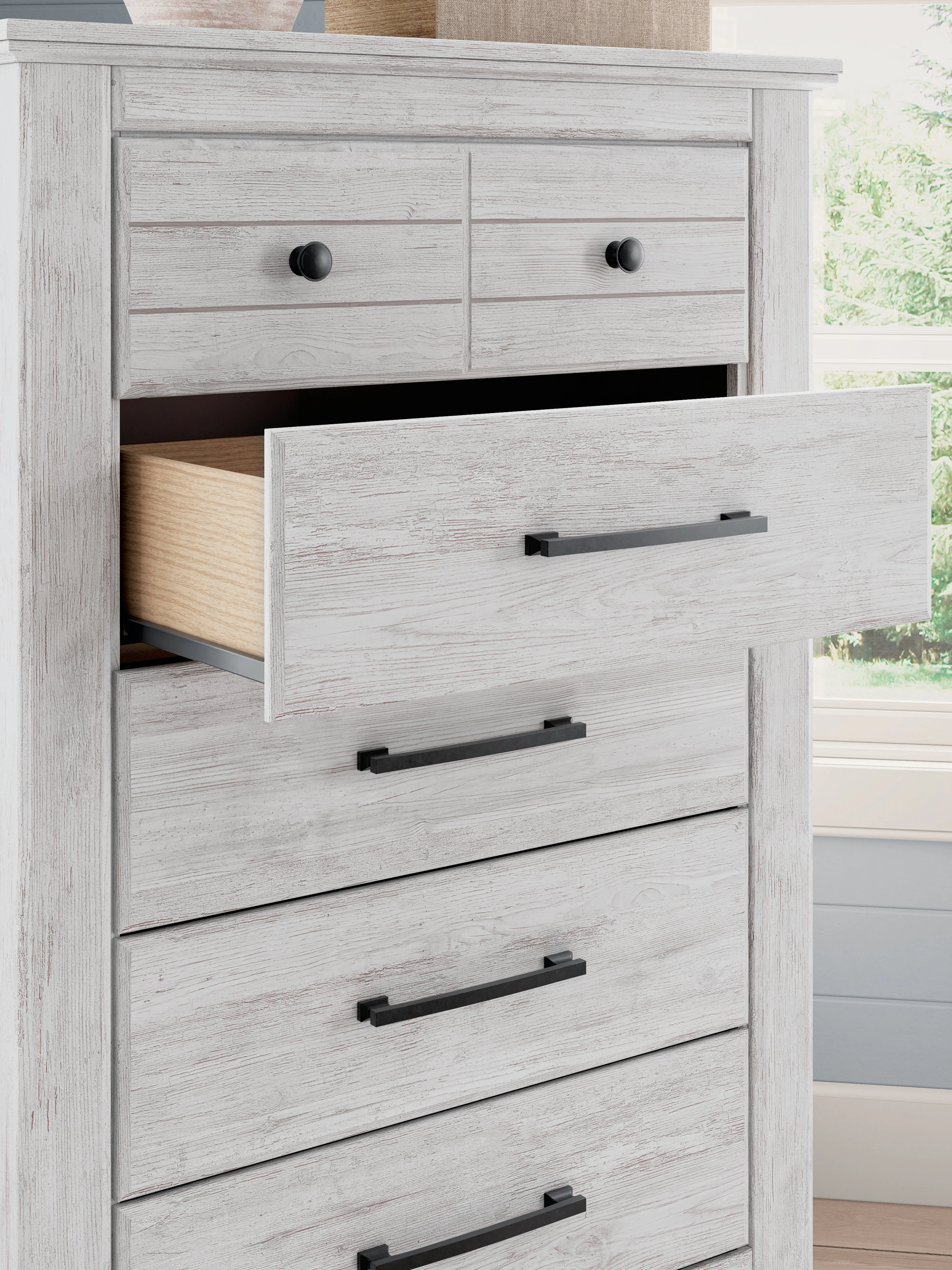 Makidern Whitewash Storage Panel Bedroom Set with 4 Drawers - Image 21