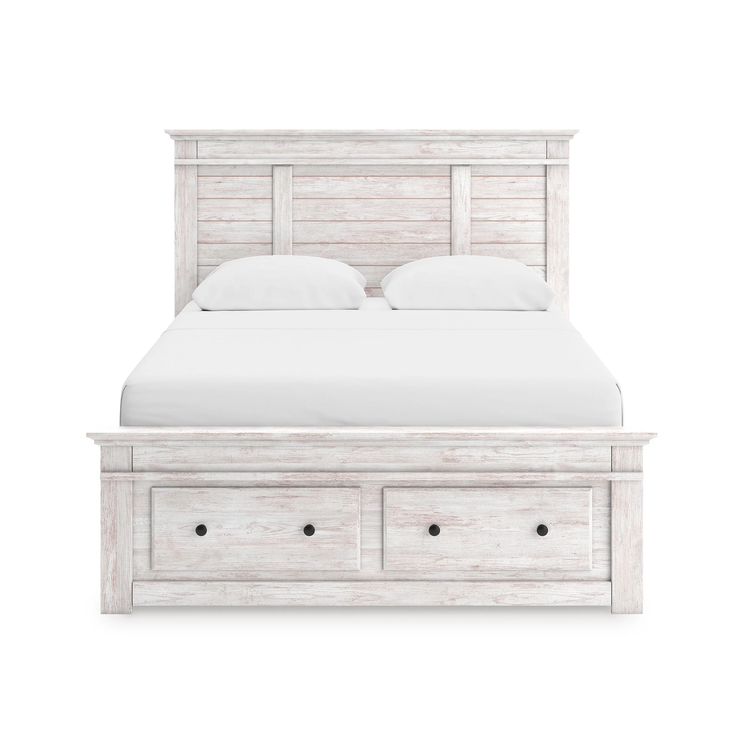 Makidern Whitewash Storage Panel Bedroom Set with 4 Drawers - Image 3