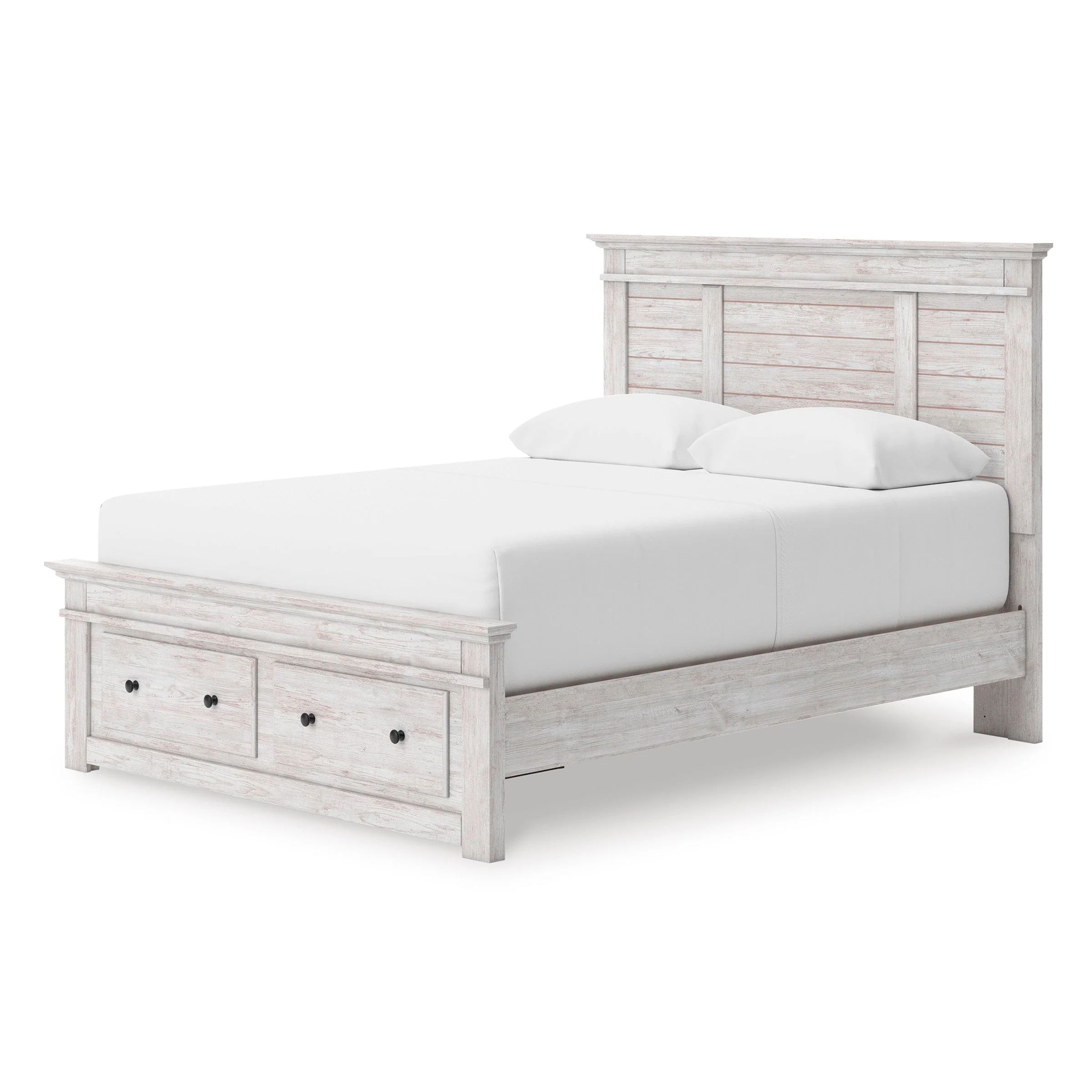 Makidern Whitewash Storage Panel Bedroom Set with 4 Drawers - Image 4
