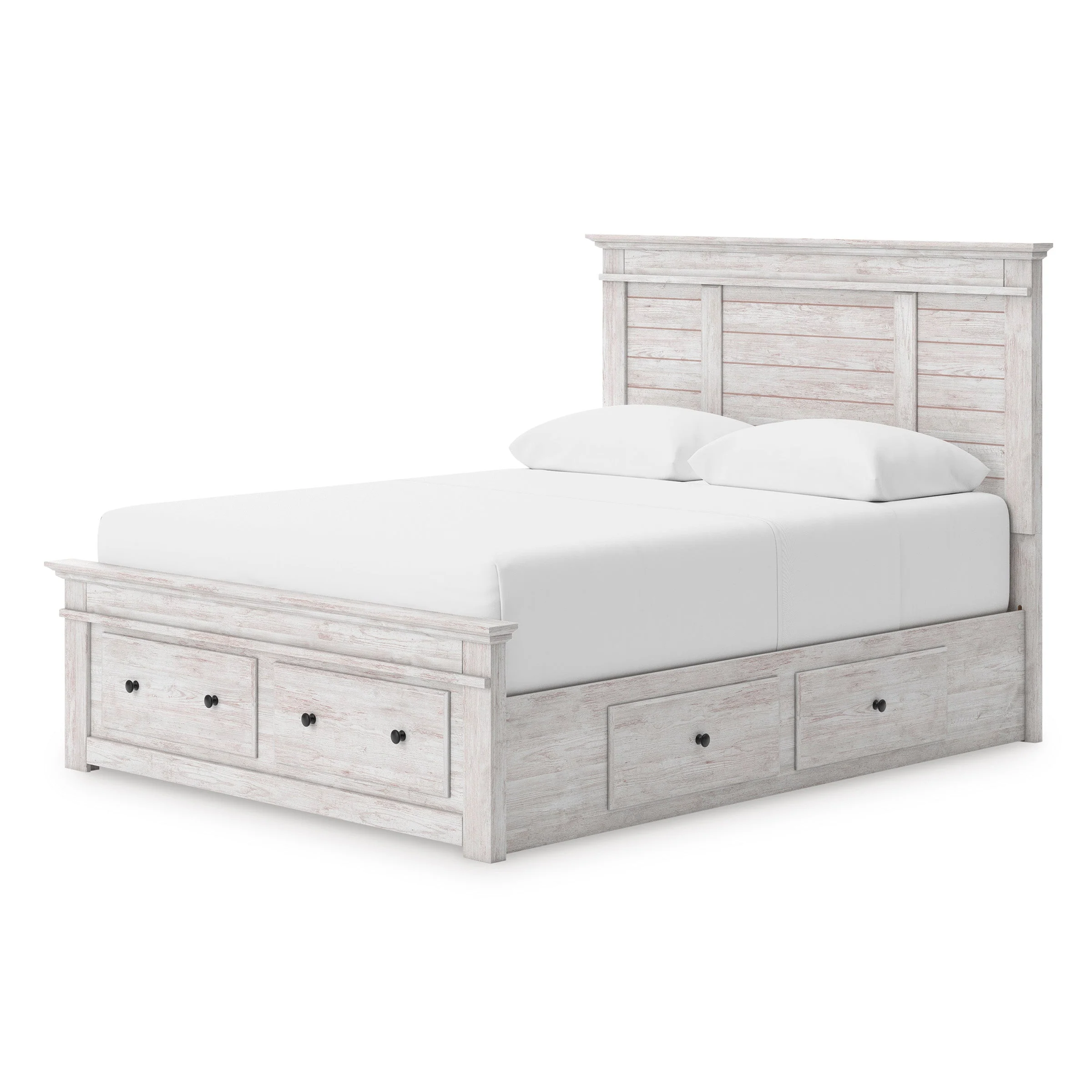 Makidern Whitewash Storage Panel Bedroom Set with 6 Drawers - Image 2