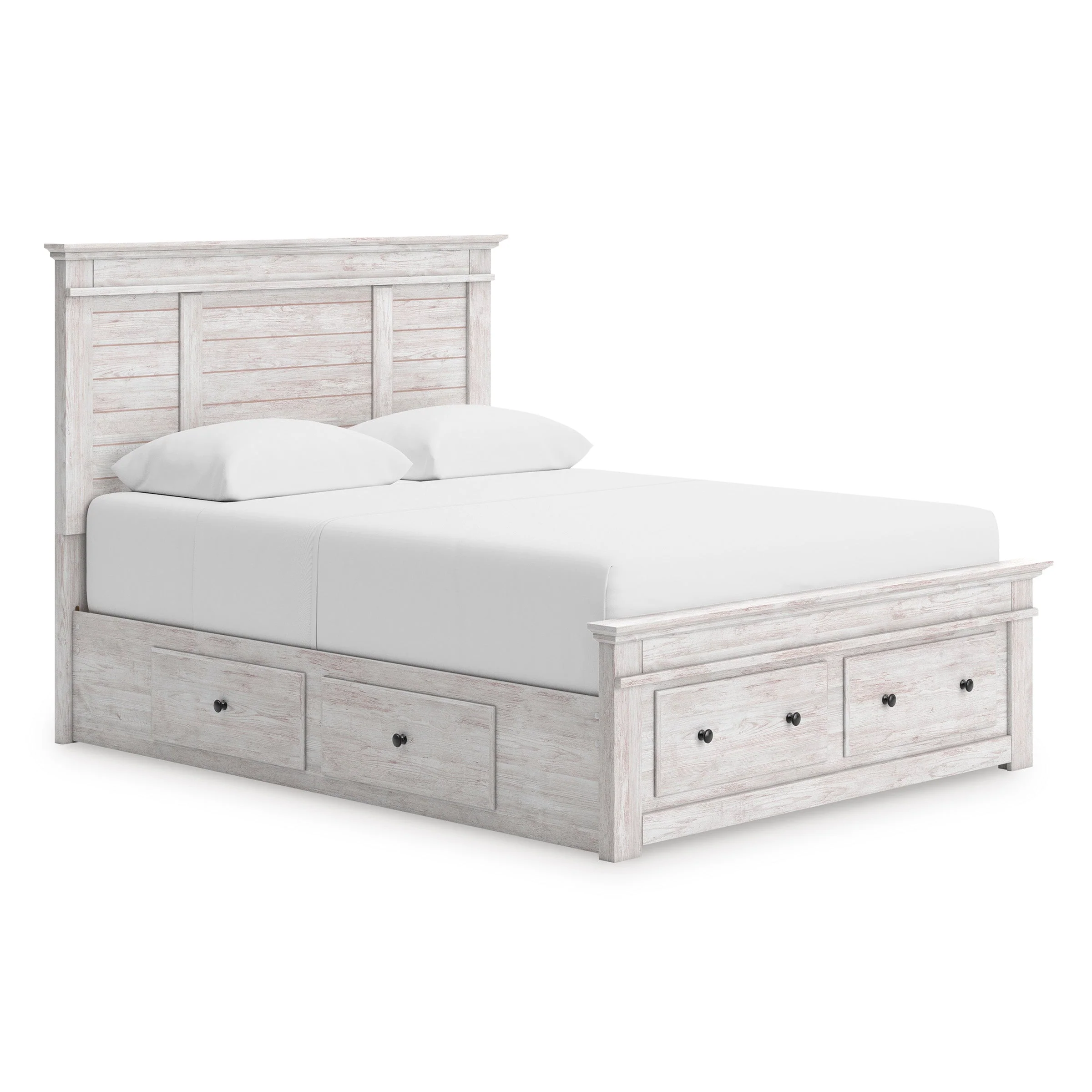 Makidern Whitewash Storage Panel Bedroom Set with 6 Drawers - Image 3