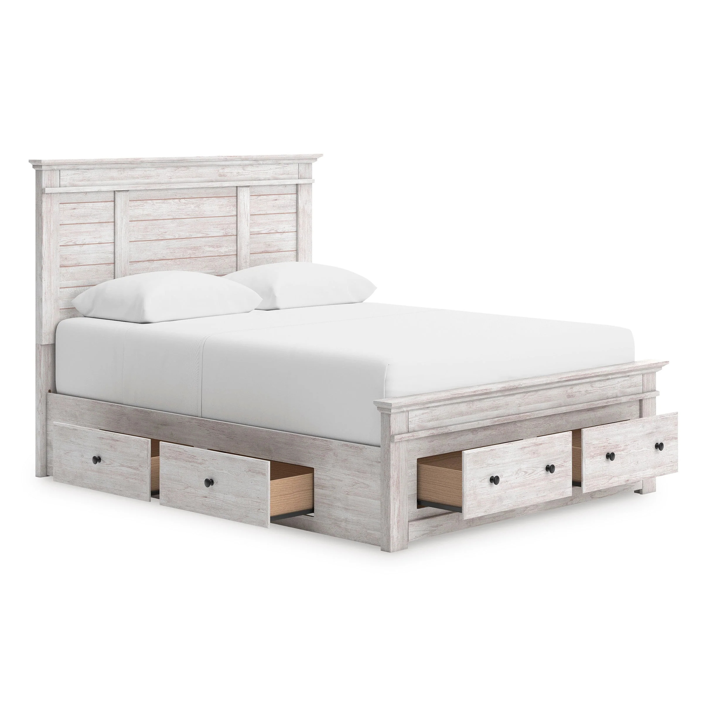 Makidern Whitewash Storage Panel Bedroom Set with 6 Drawers - Image 4