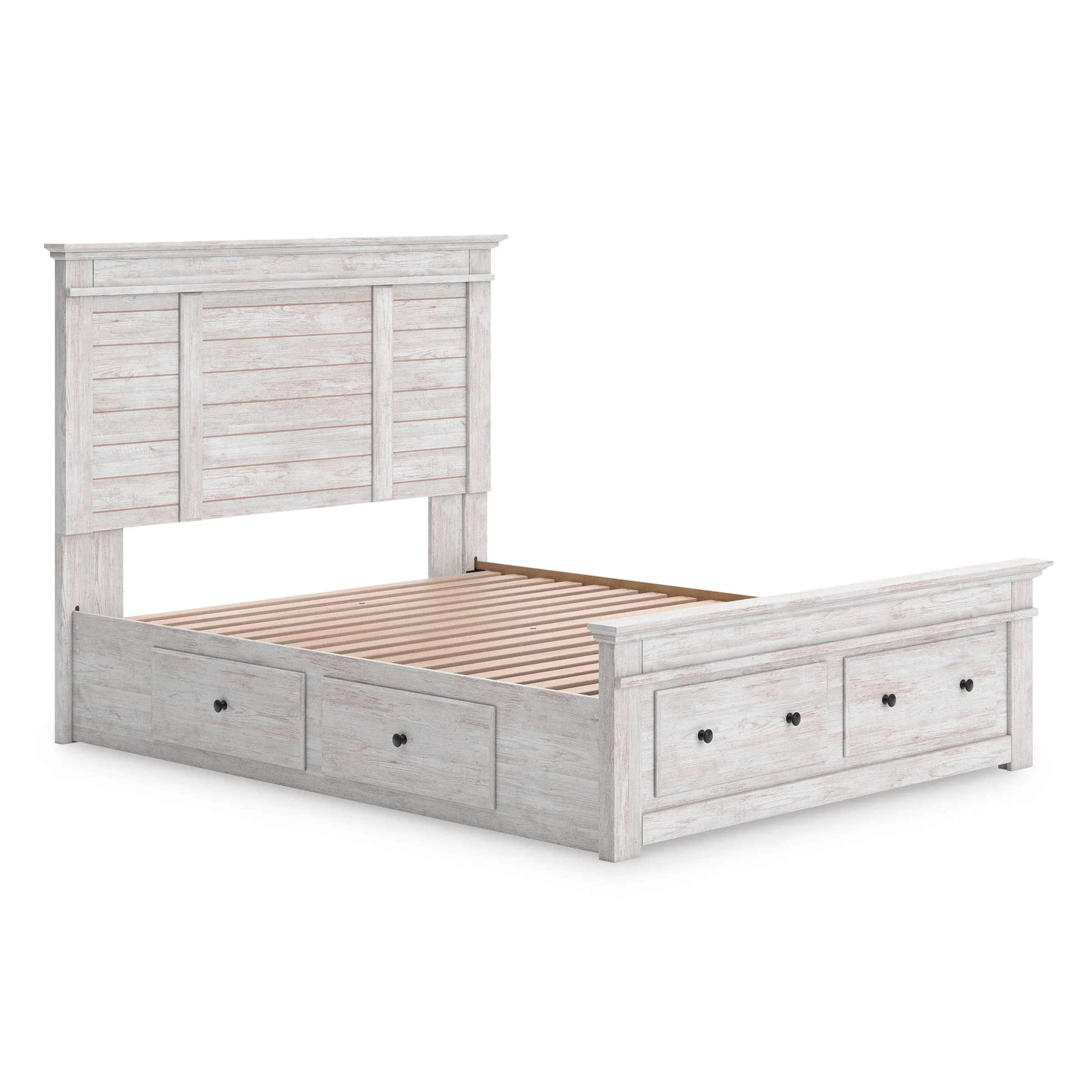 Makidern Whitewash Storage Panel Bedroom Set with 6 Drawers - Image 5