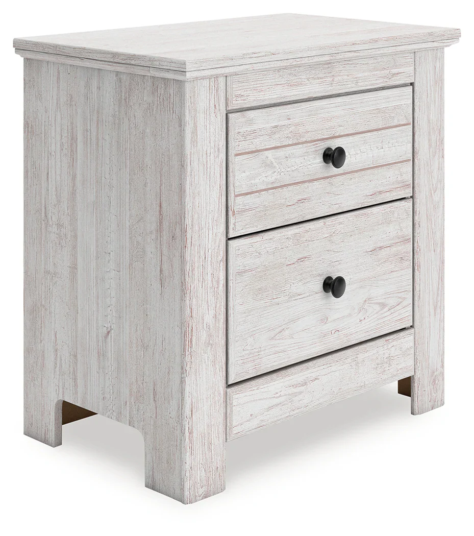 Makidern Whitewash Two Drawer Nightstand - Image 4