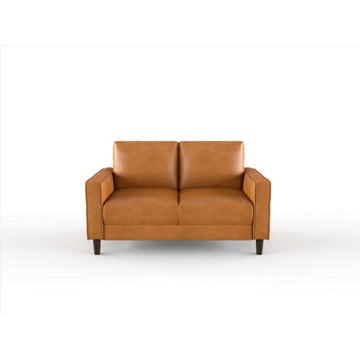 Malcolm Brown Faux Leather Loveseat - Image 3
