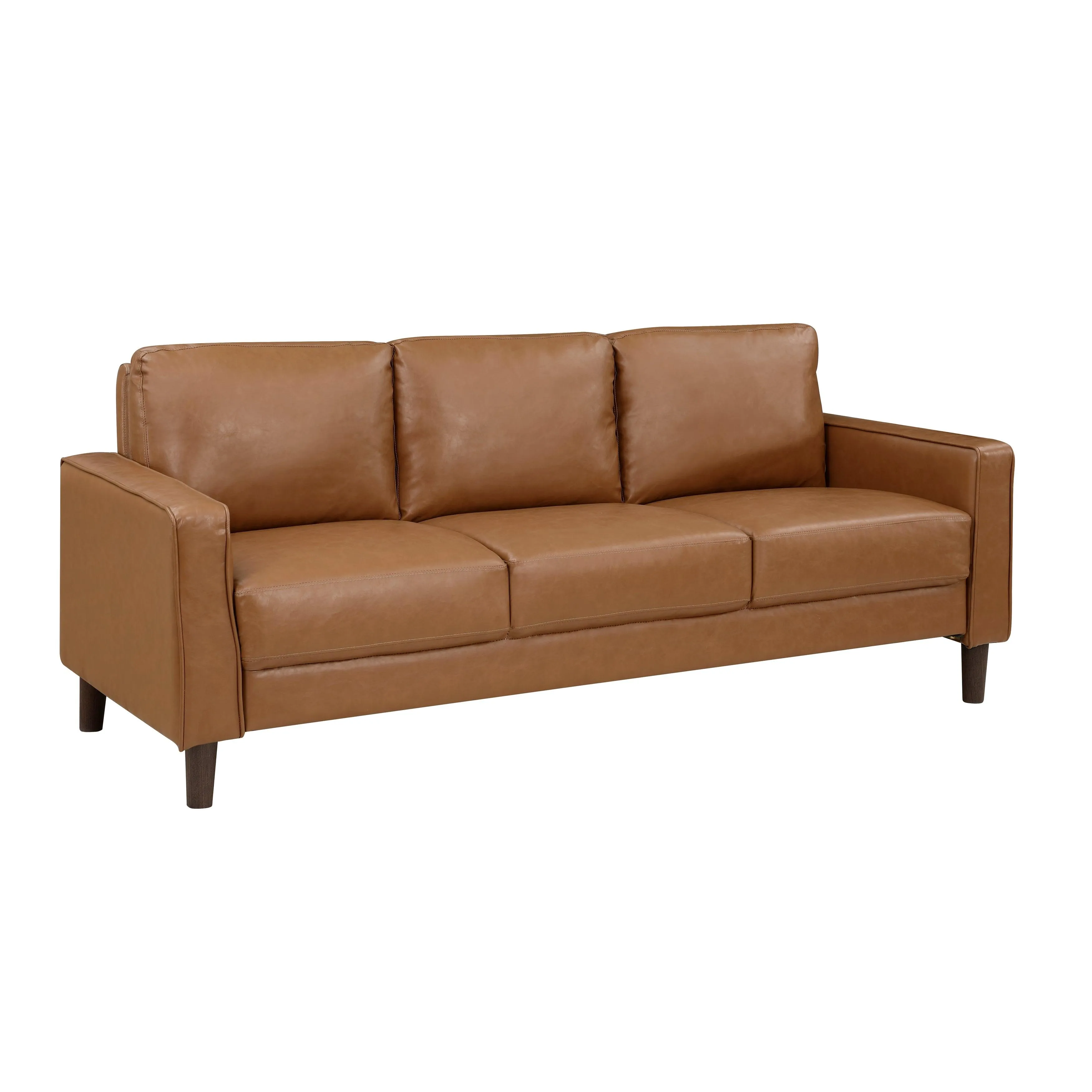 Malcolm Brown Faux Leather Sofa - Image 3