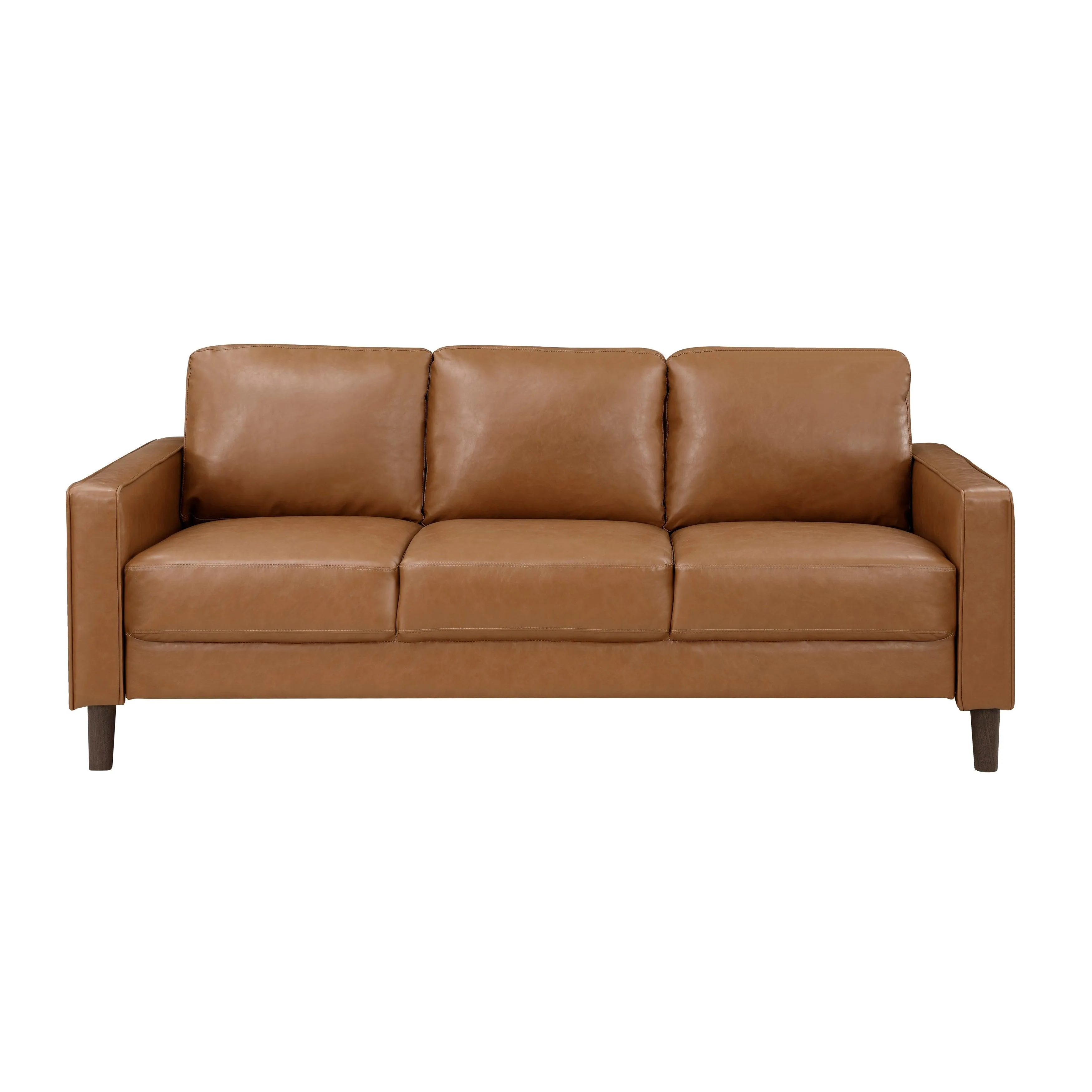Malcolm Brown Faux Leather Sofa - Image 7