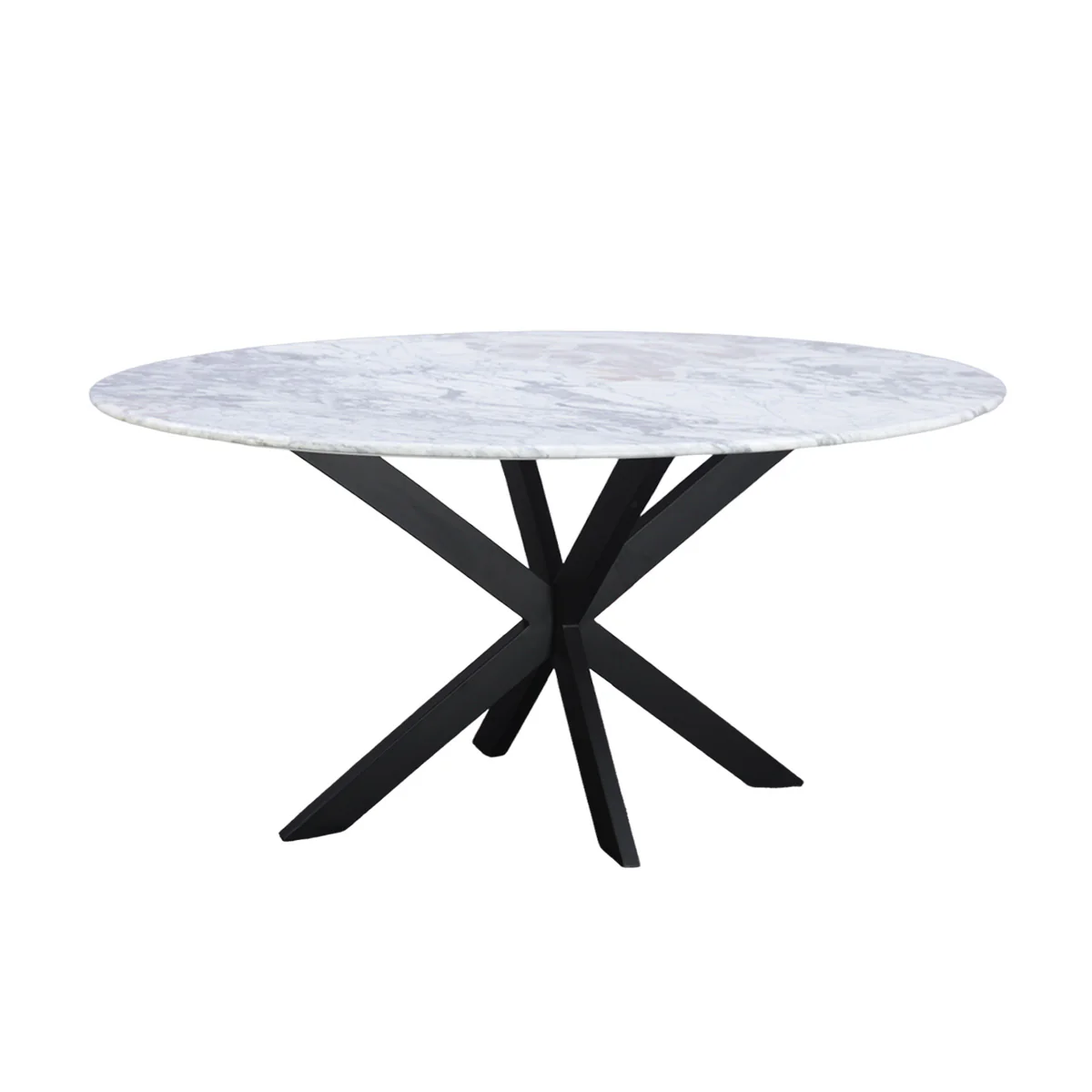 Malibu 70" Oval Dining Table in Satvario White Marble with Black Base - Image 3