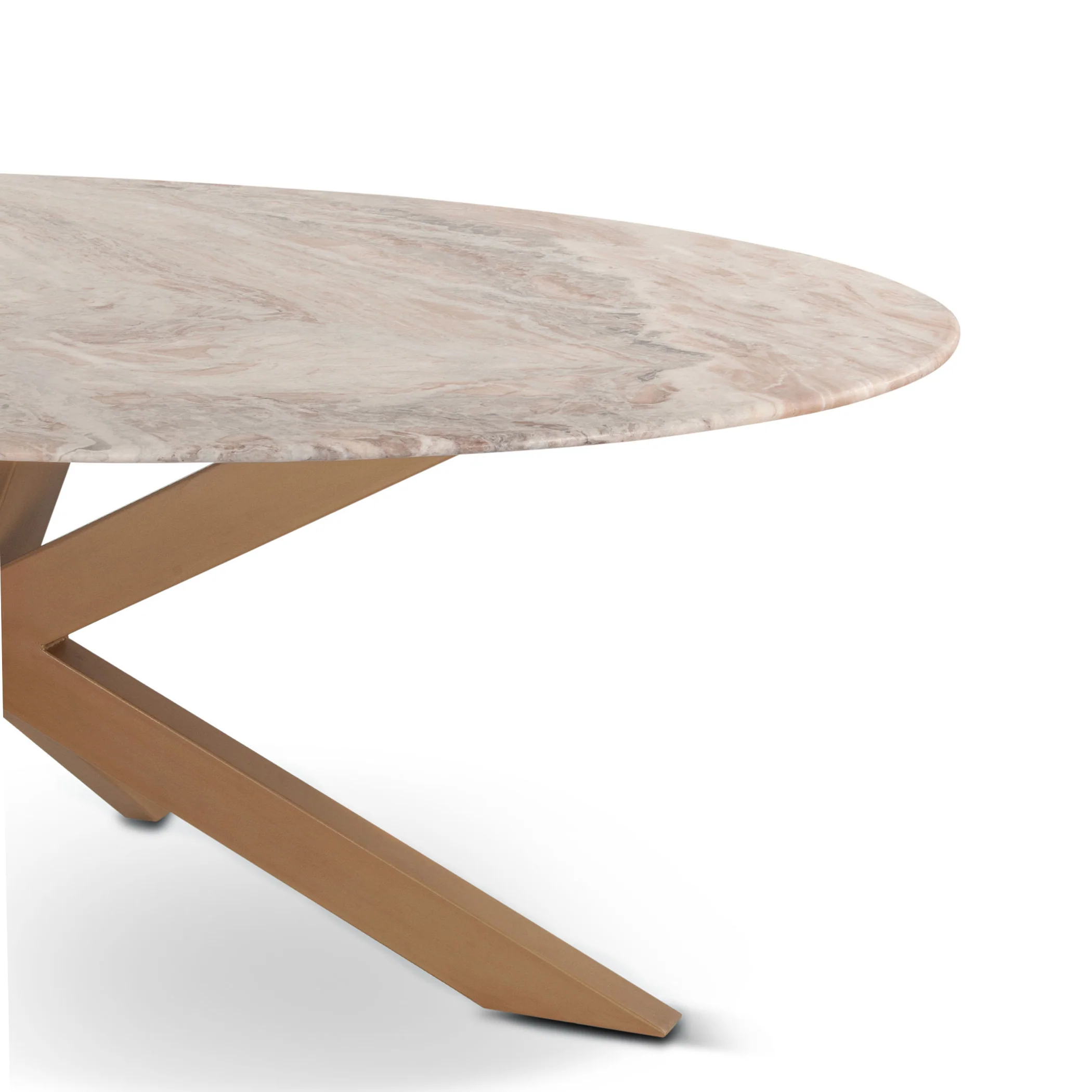 Malibu 70" Oval Dining Table in Sawar Marble with Antique Gold Base - Image 2