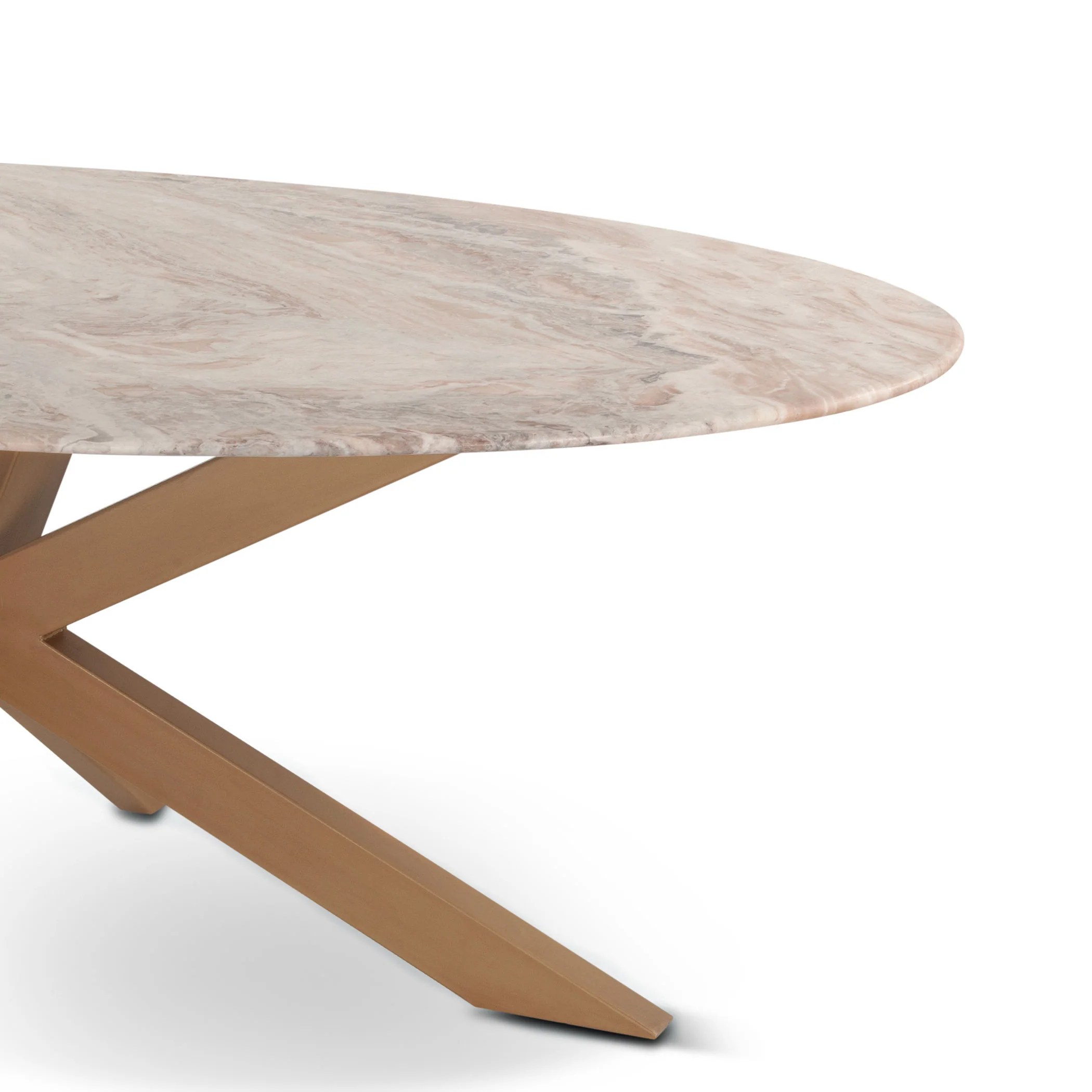 Malibu 90" Oval Dining Table in Sawar Marble with Antique Gold Base - Image 4