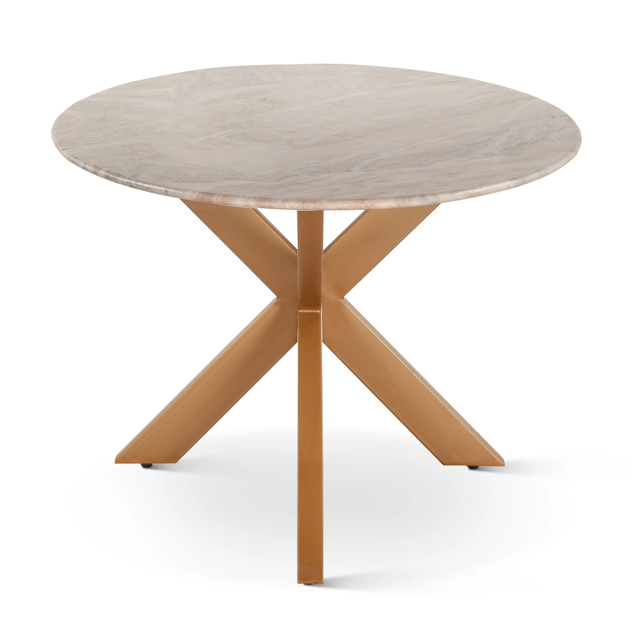Malibu 90" Oval Dining Table in Sawar Marble with Antique Gold Base - Image 8