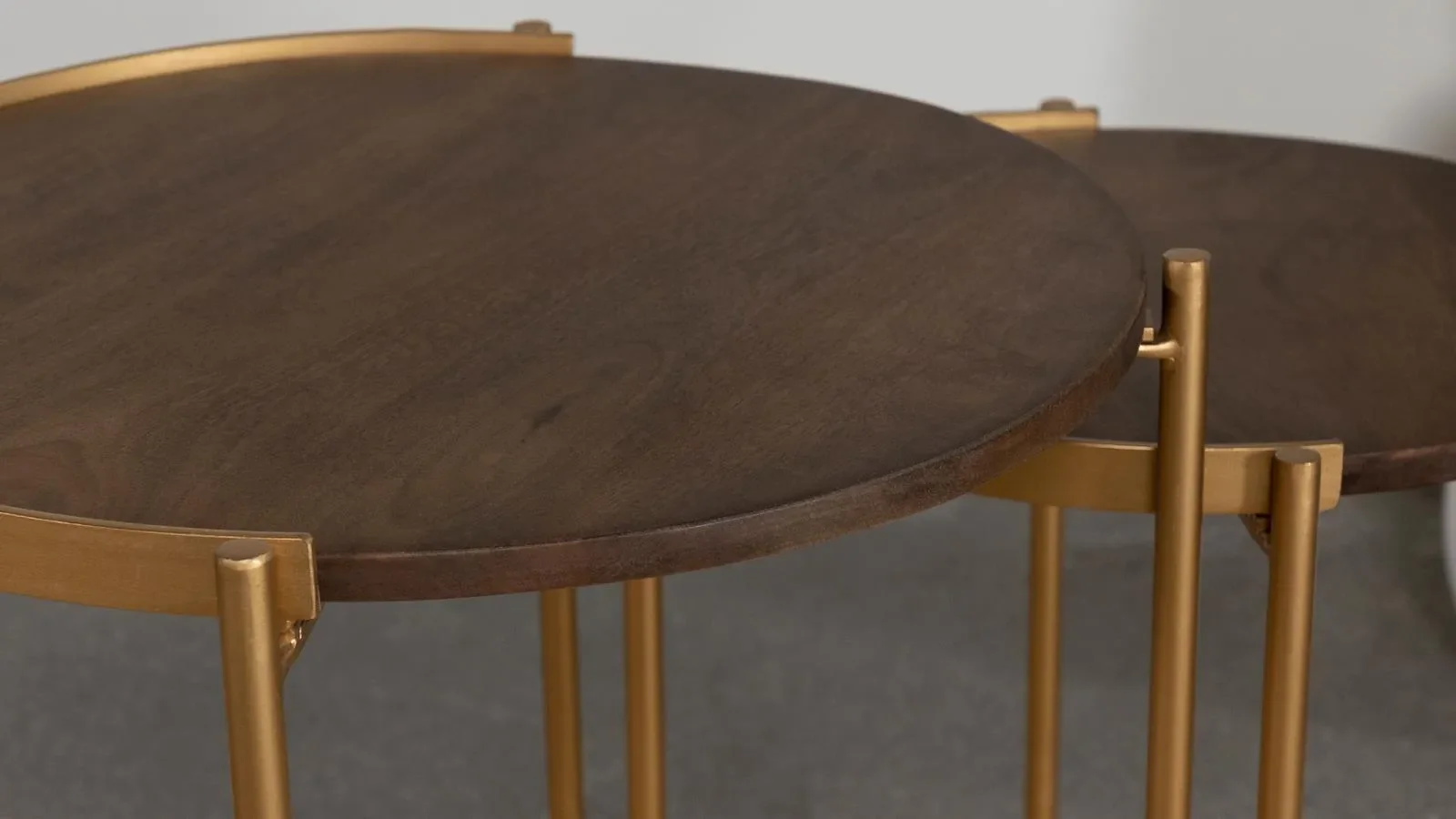 Malka Dark Brown and Gold 2-piece Round Nesting Table - Image 6