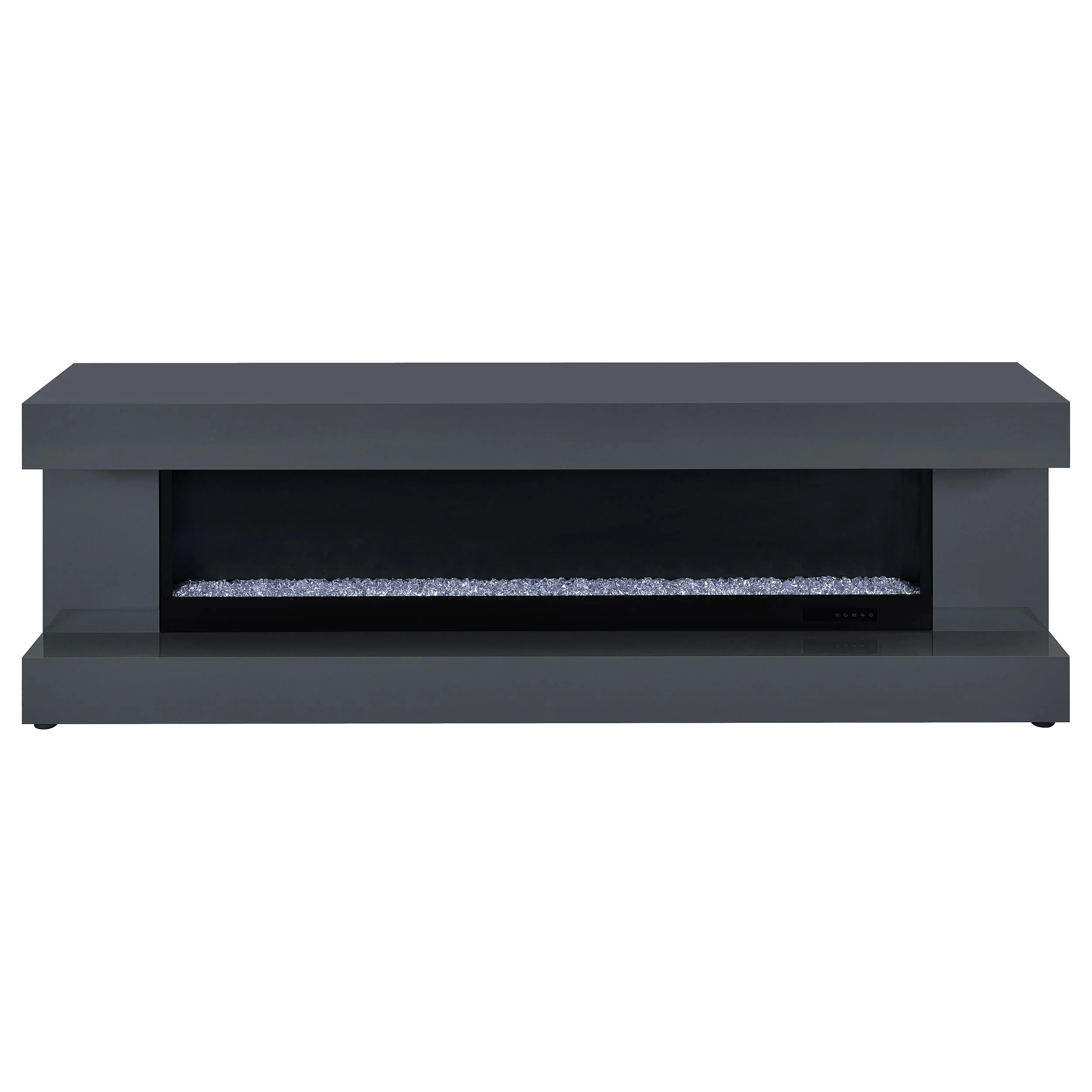 Mallory Grey High Gloss TV Stand Fireplace Console Bluetooth Speaker - Image 3
