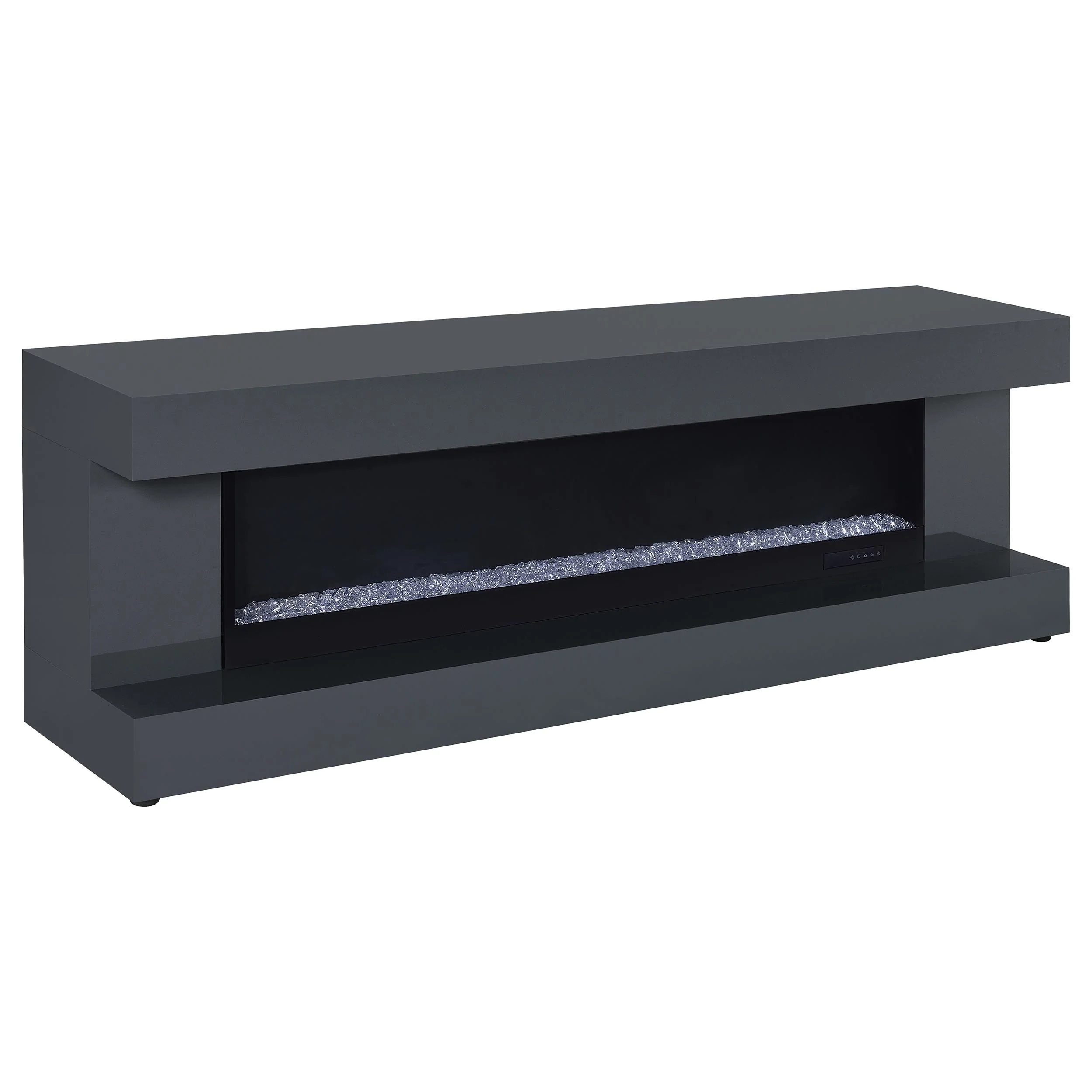 Mallory Grey High Gloss TV Stand Fireplace Console Bluetooth Speaker - Image 4