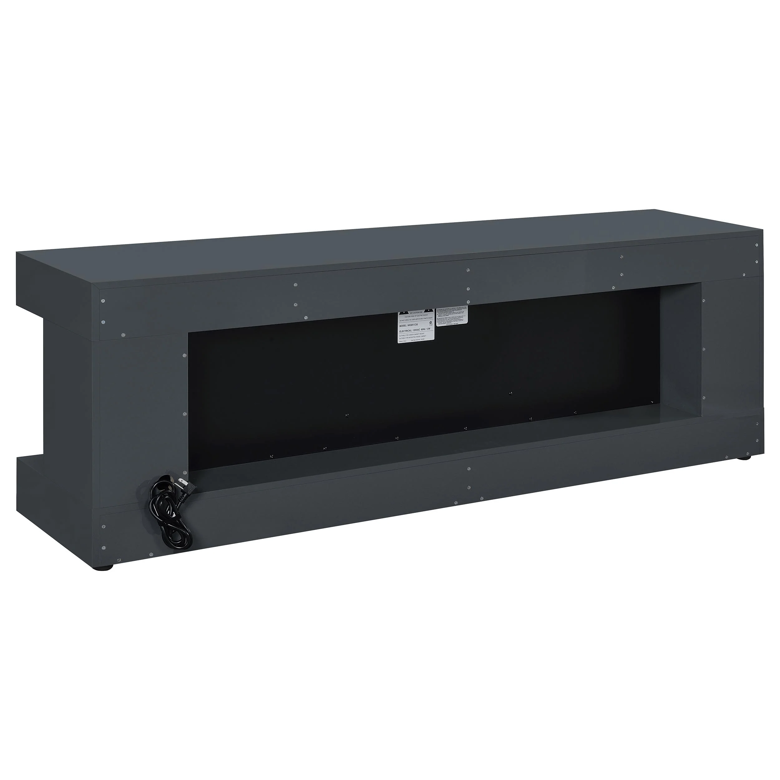 Mallory Grey High Gloss TV Stand Fireplace Console Bluetooth Speaker - Image 5