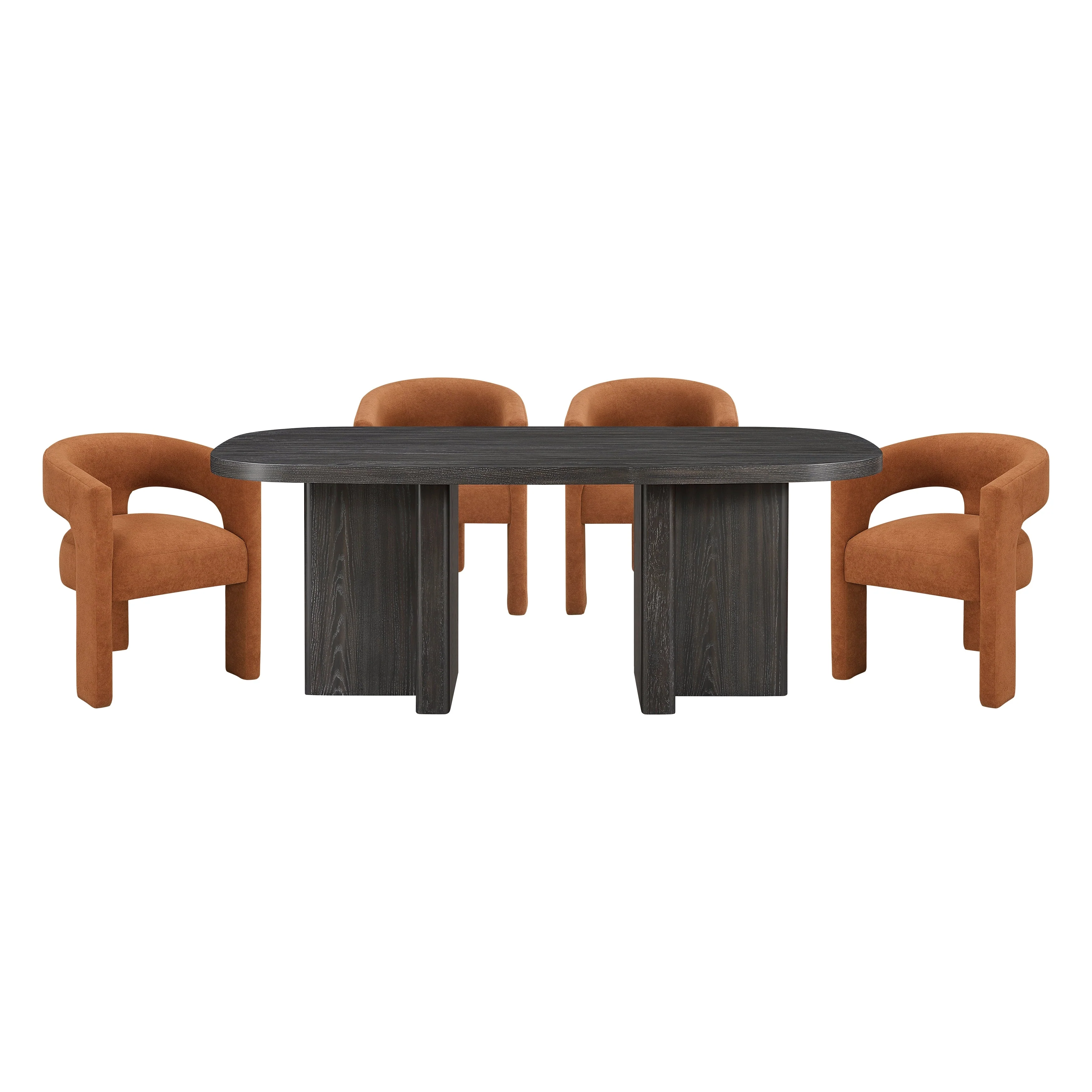 Marais Ebony/Orange Boucle 5-Piece 82" Dining Set
