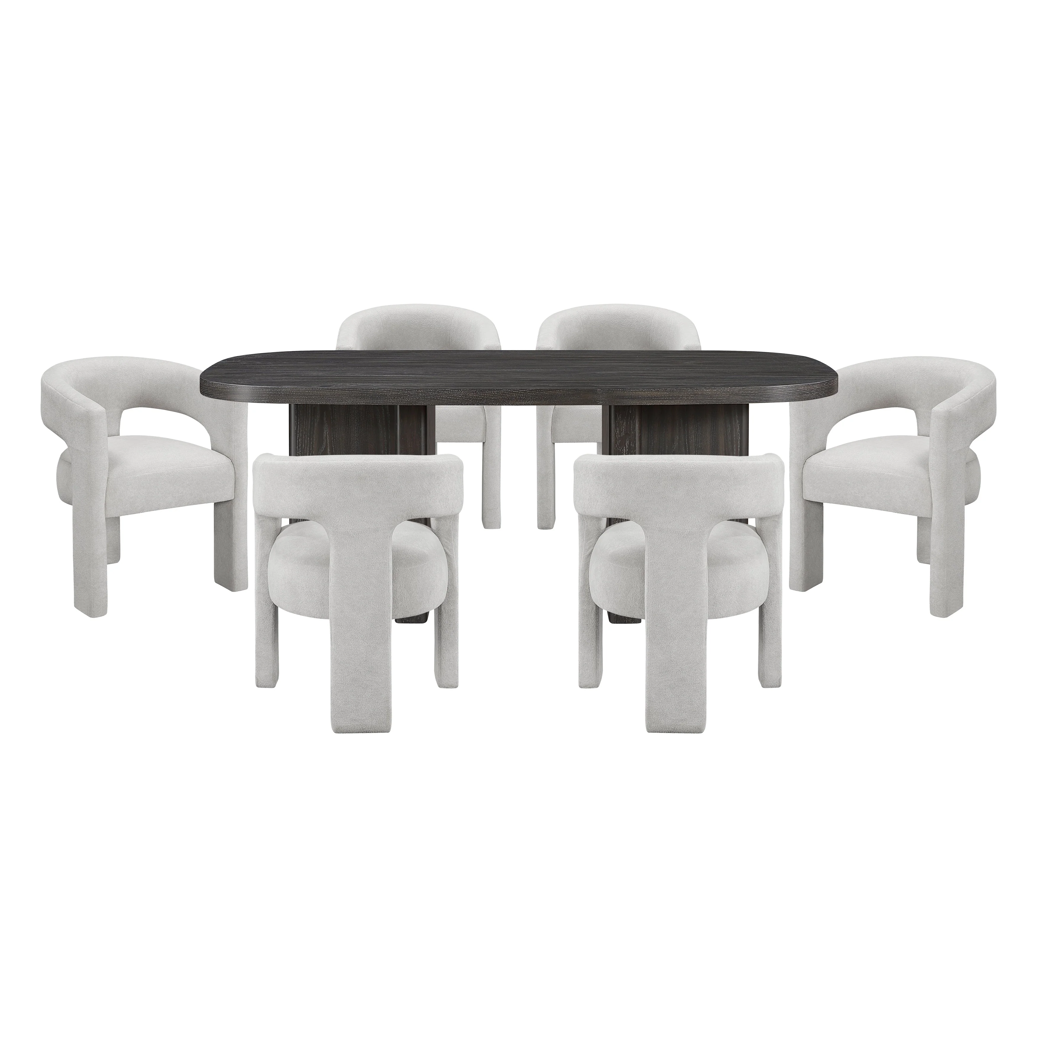 Marais Ebony & Orange Boucle 7-Piece 82" Dining Set - Image 14