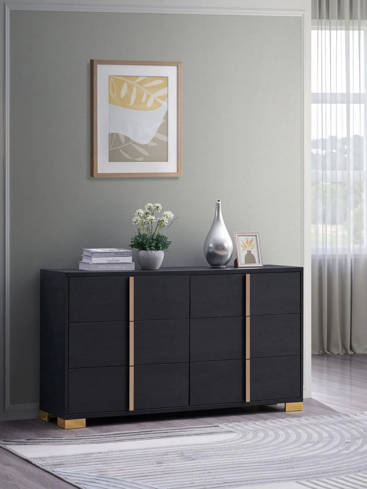 Marceline Black 6-drawer Dresser