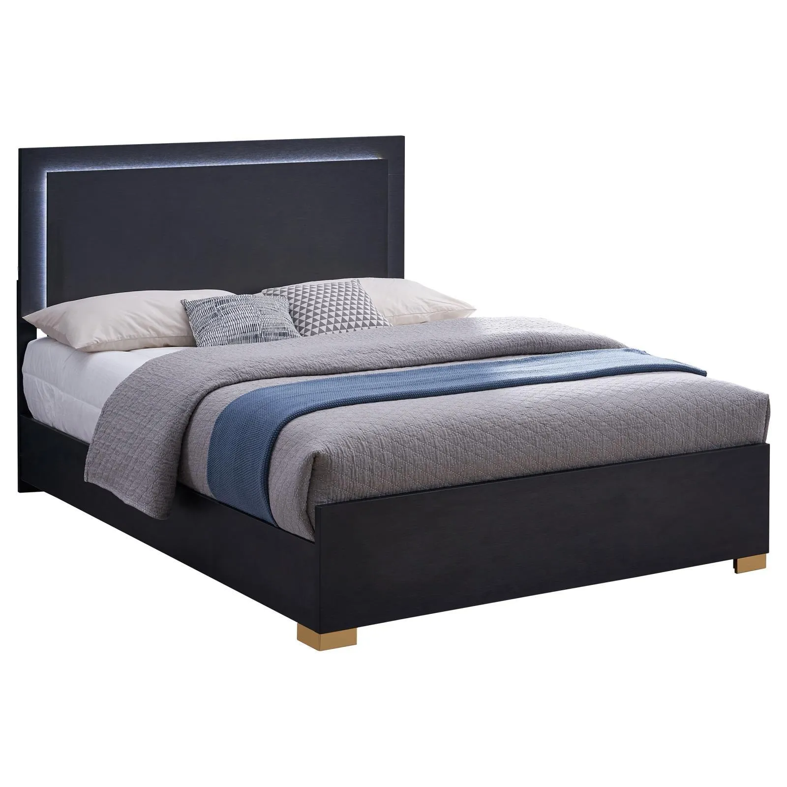 Marceline Black Queen Bed with LED Headboard - Image 8