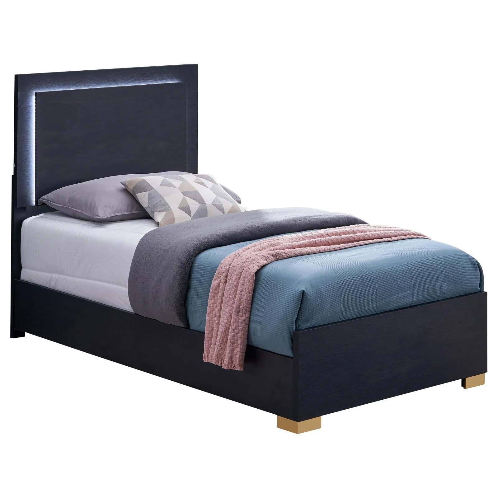 Marceline Black Twin Bed with LED Headboard - Image 8