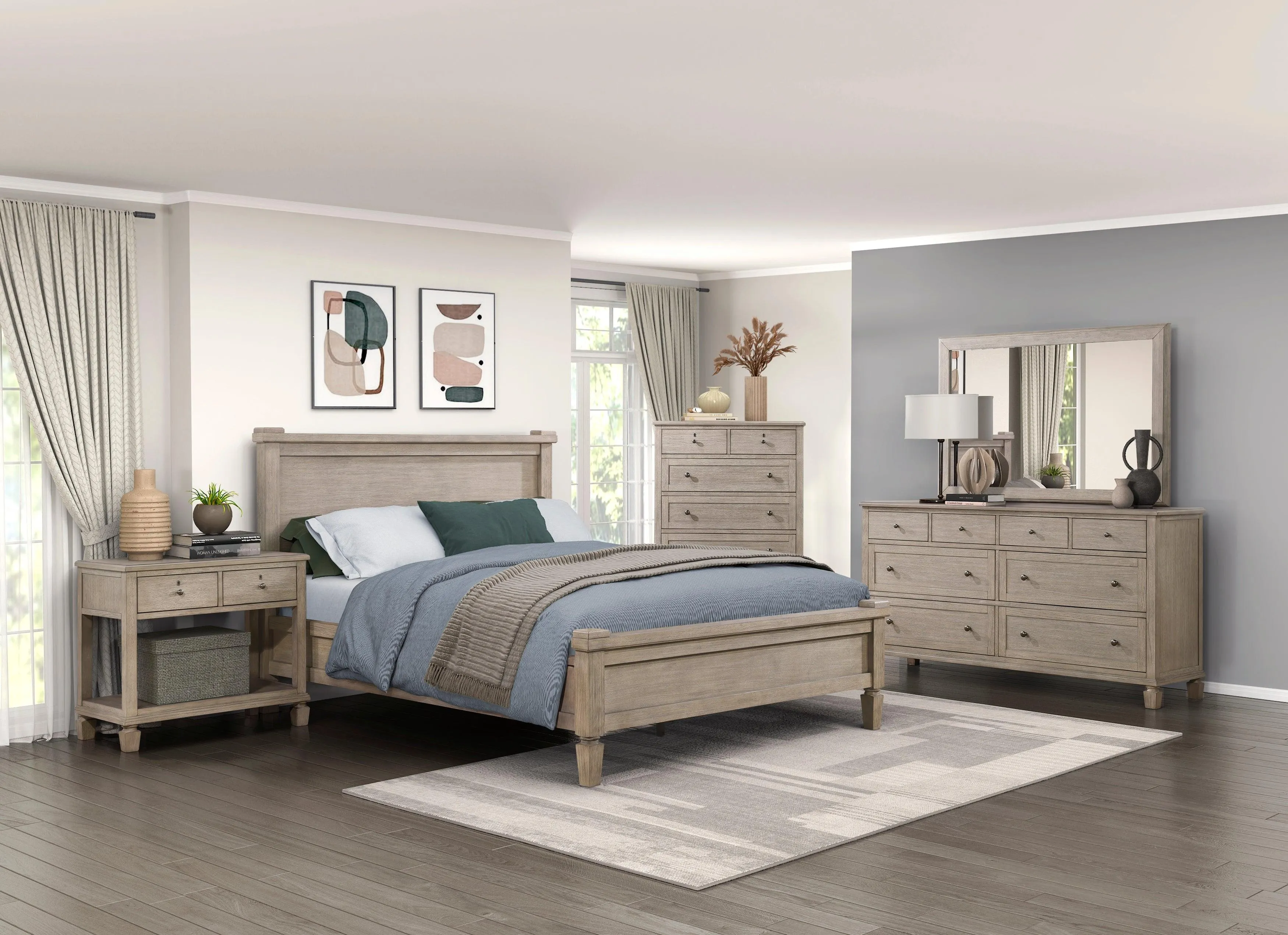 Marceline Gray Oak Nightstand - Image 8