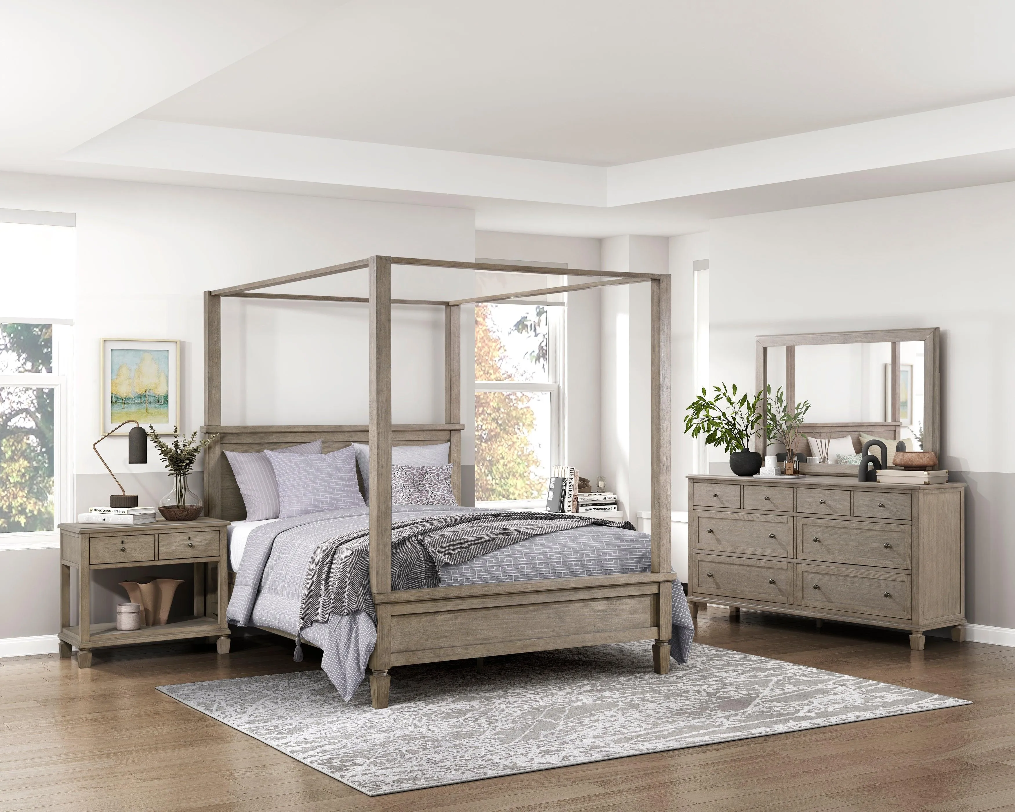 Marceline Gray Oak Queen Platform Bed - Image 8