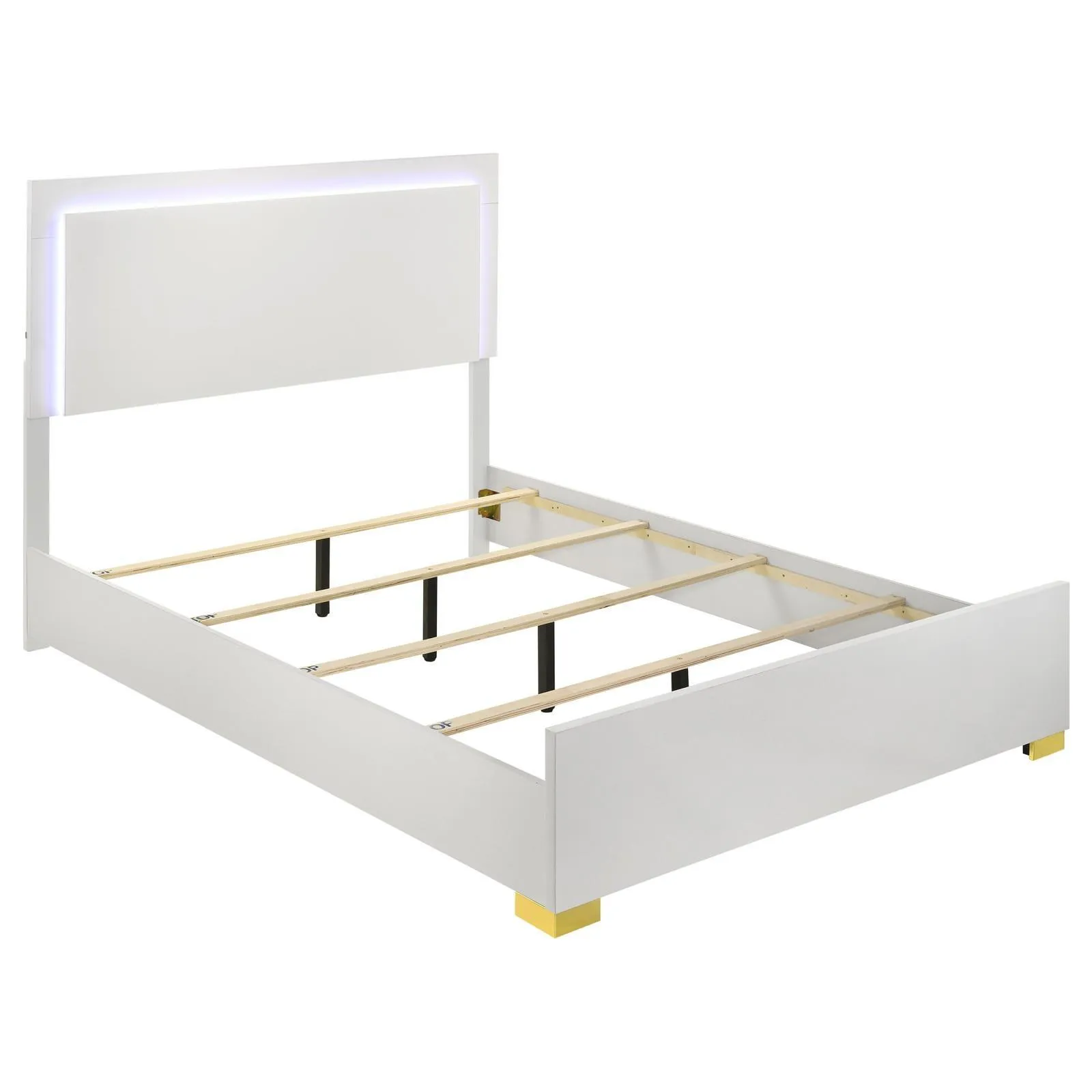 Marceline White Queen Bed with LED Headboard - Image 2