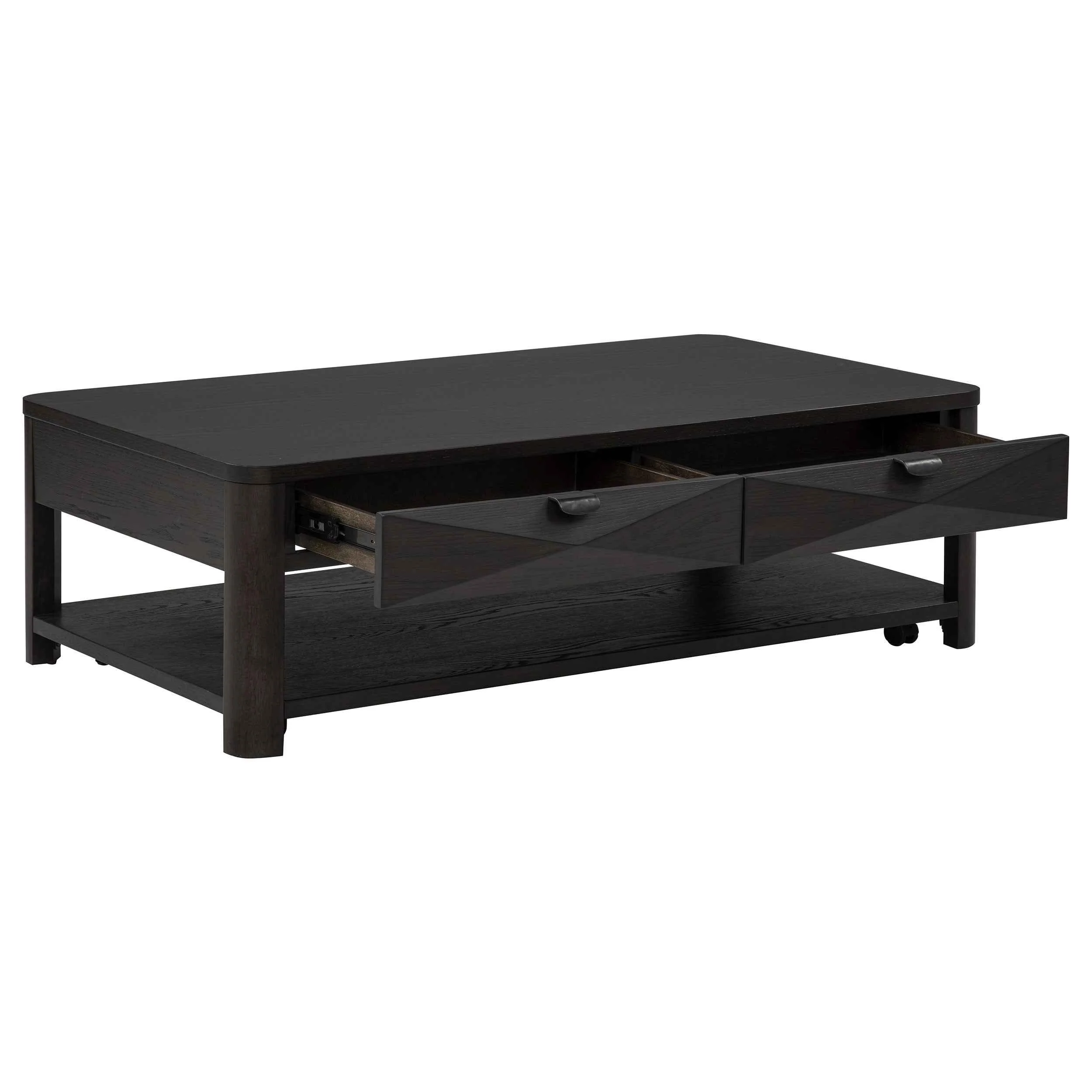 Marcelo Coffee Wood Table with 2 Drawers and Shelf - Image 2