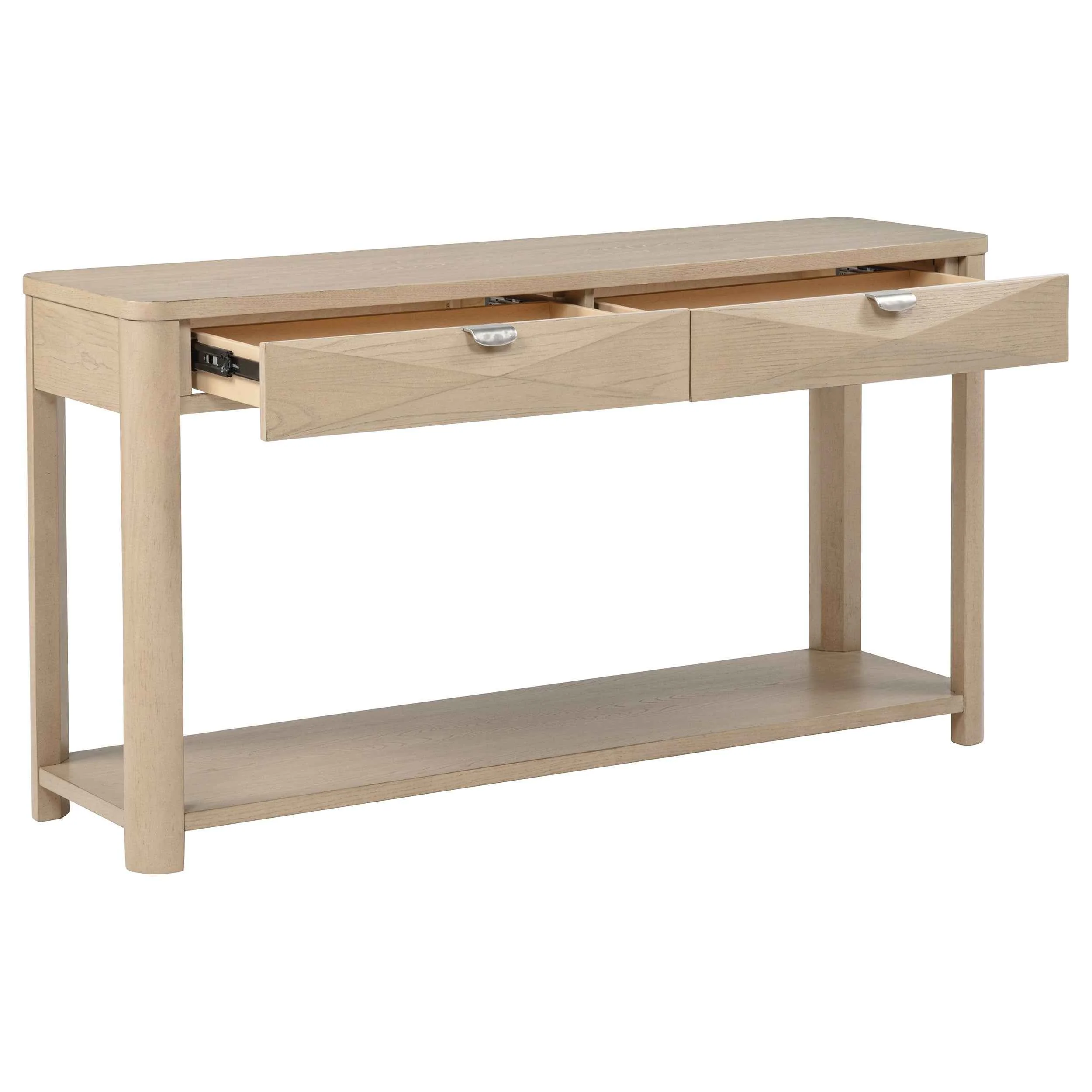 Marcelo Light Elm Sofa Console Table with 2 Drawers and Shelf - Image 2