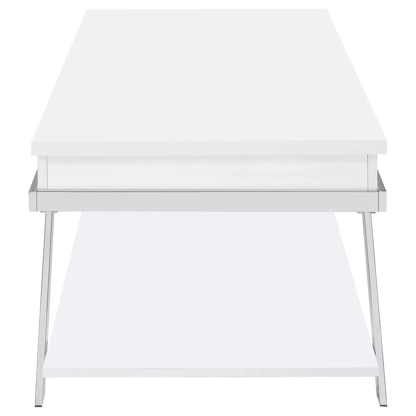 Marcia Wood Rectangular Lift Top Coffee Table White High Gloss and Chrome - Image 10