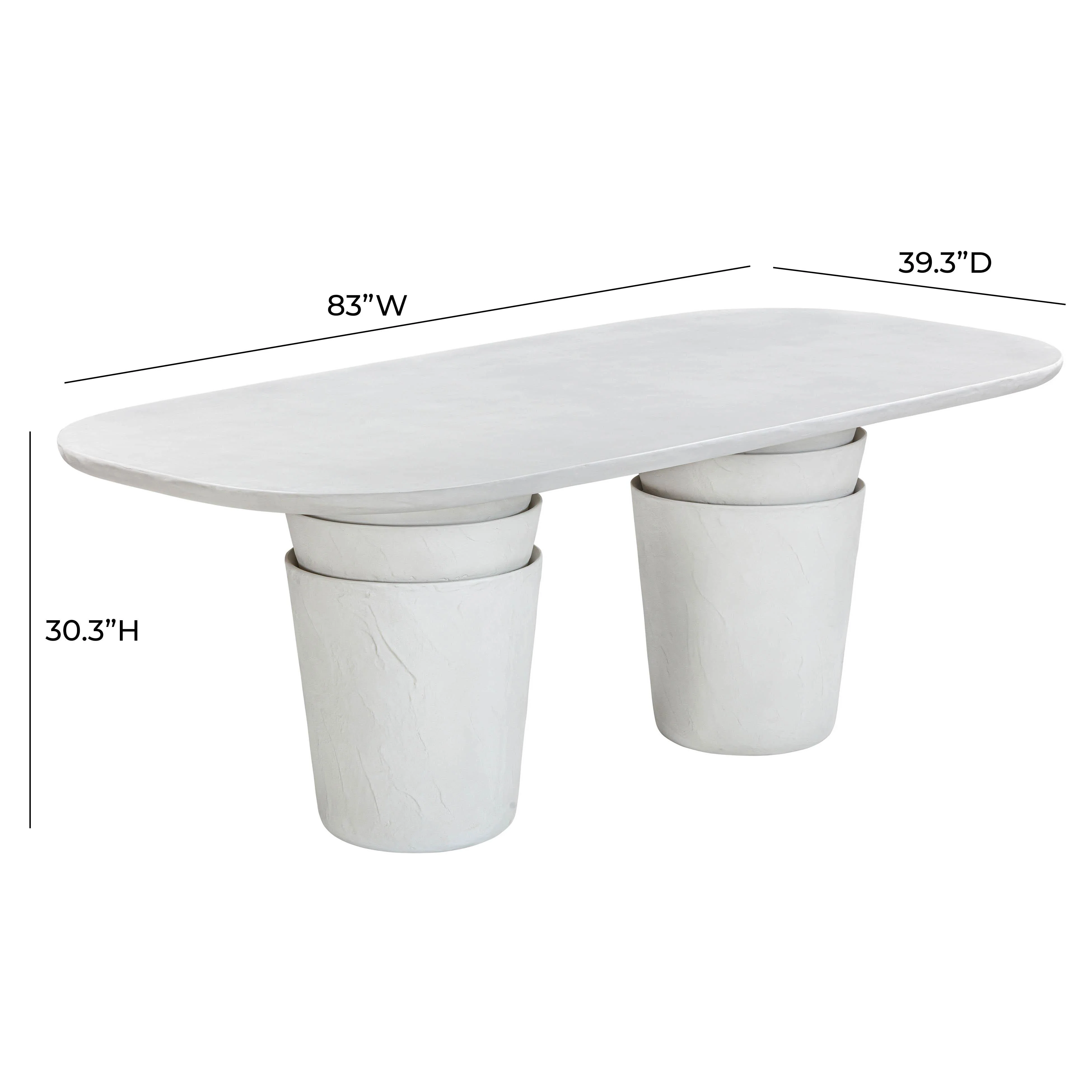 Margot Light Grey Faux Plaster Indoor / Outdoor Concrete 83" Oval Dining Table - Image 7