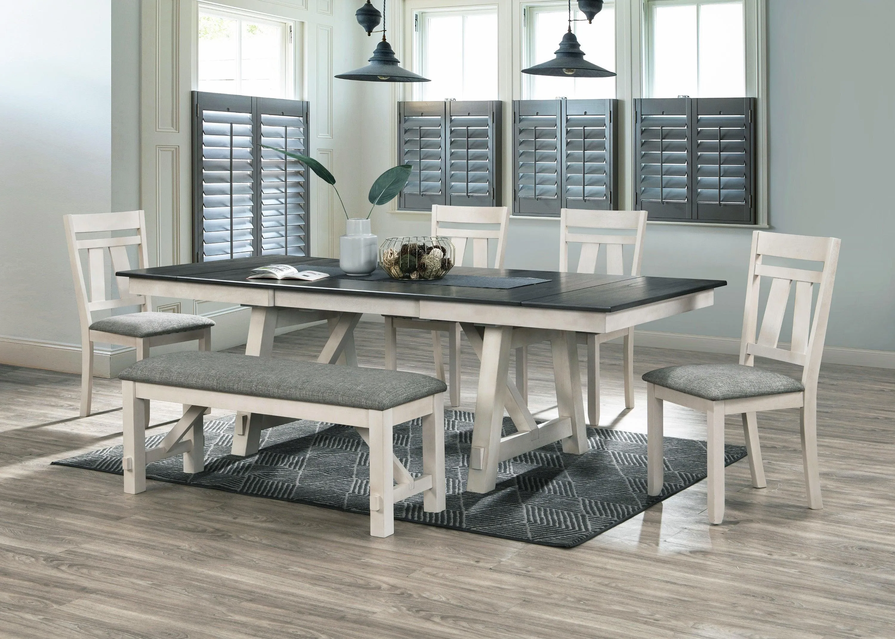 Maribelle Chalk and Gray Extendable Dining Set