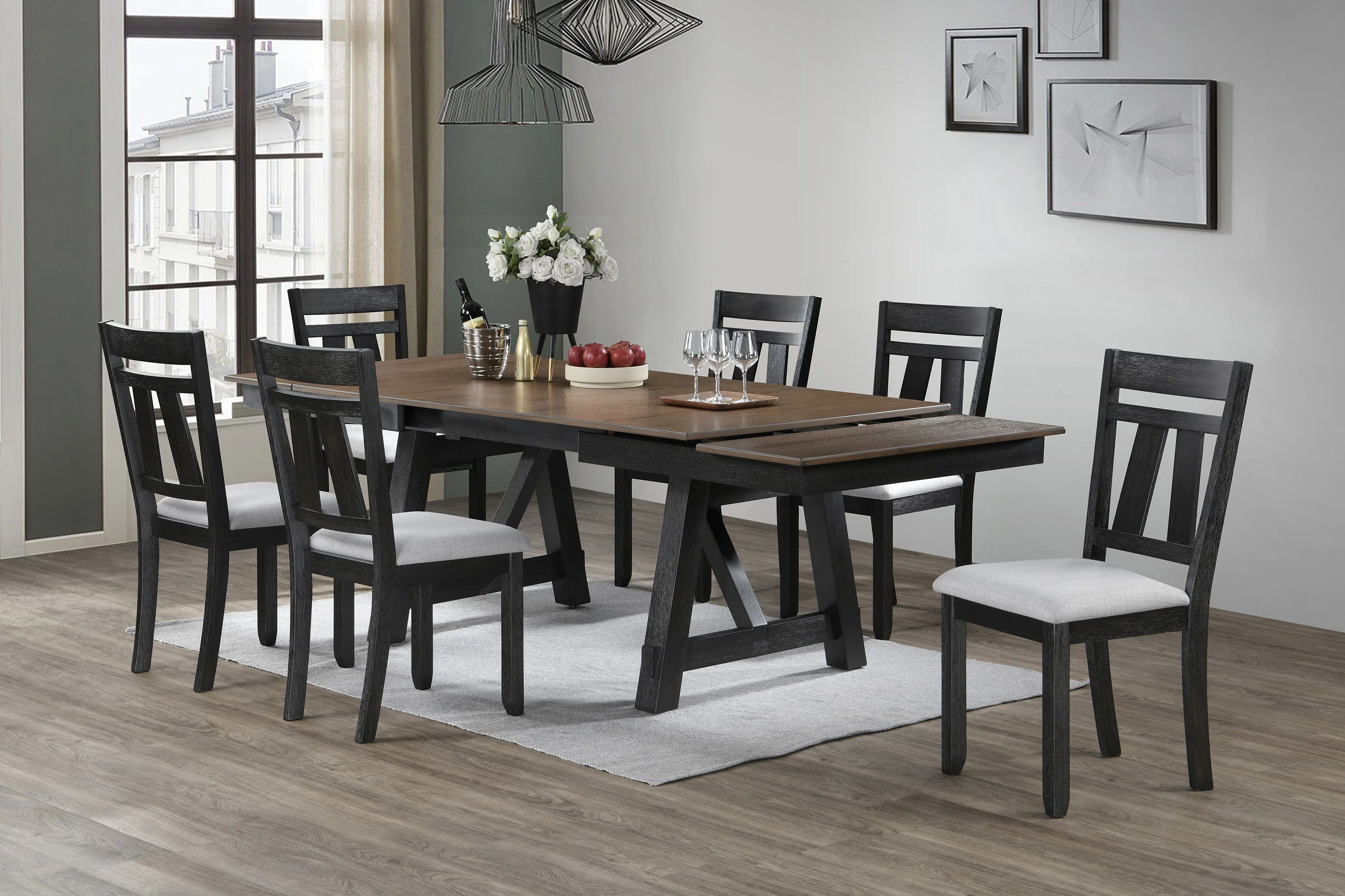 Maribelle Wheat Charcoal Extendable Dining Table - Image 5