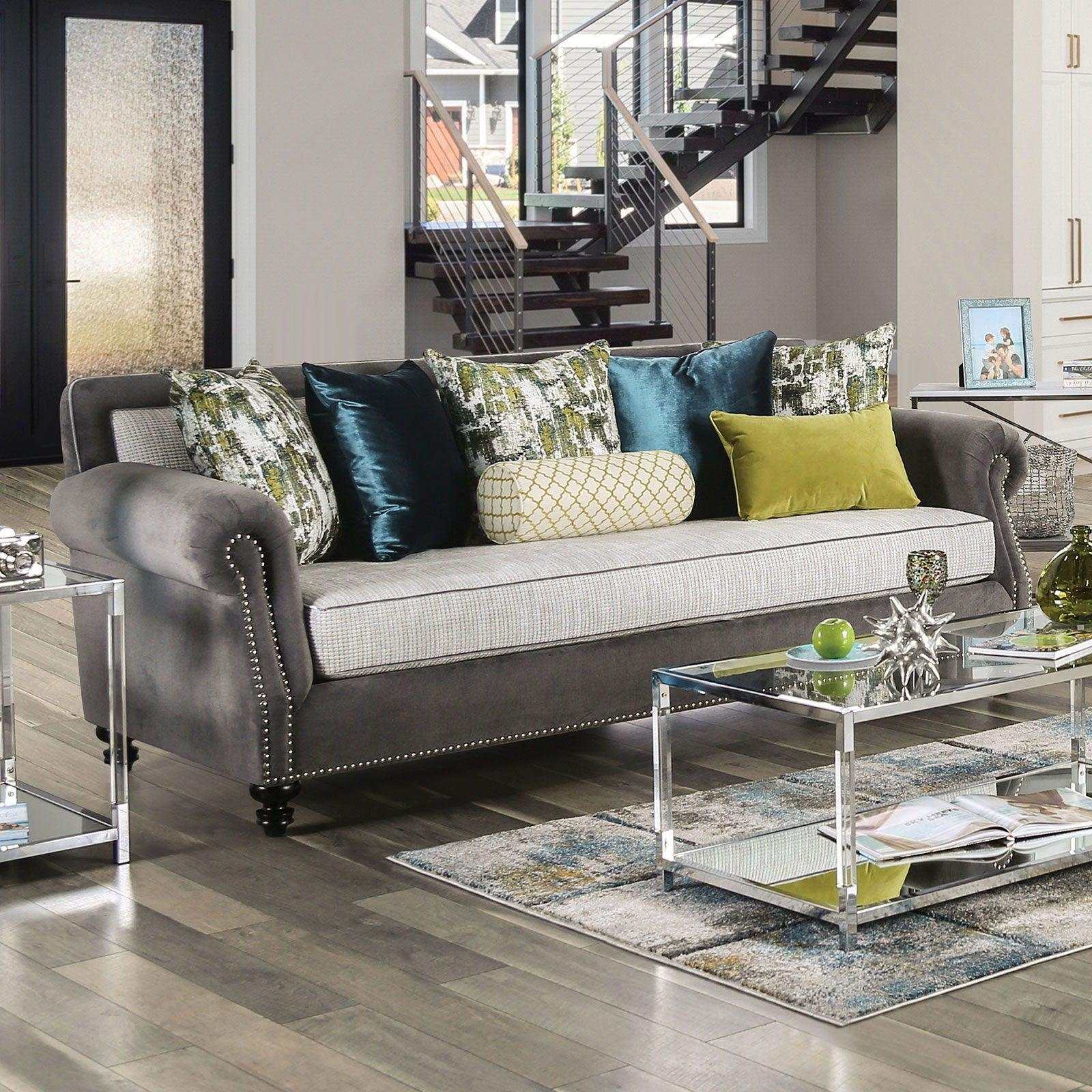 Mariella Gray & Beige Stationary Sofa & Loveseat - Image 2