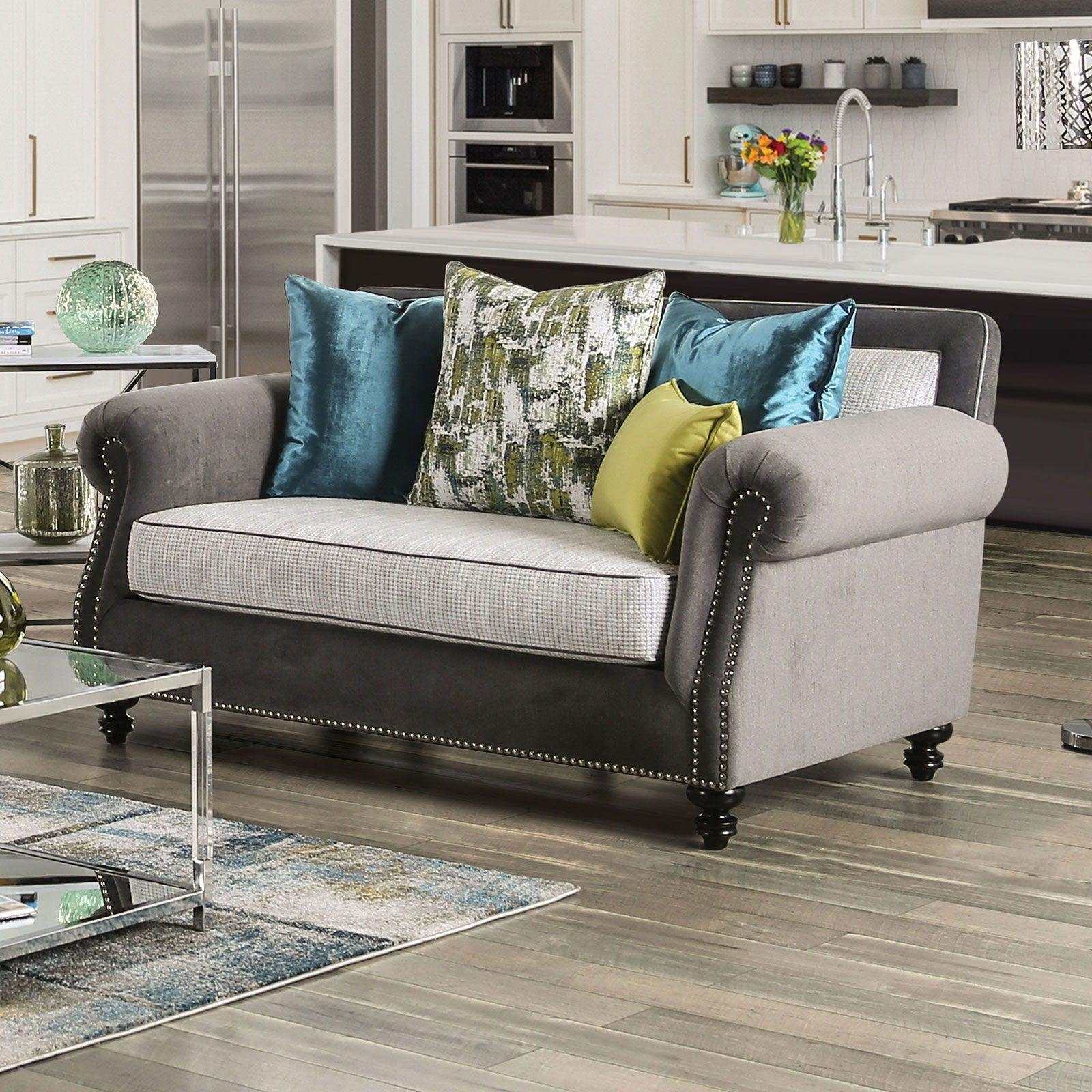 Mariella Gray & Beige Stationary Sofa & Loveseat - Image 3