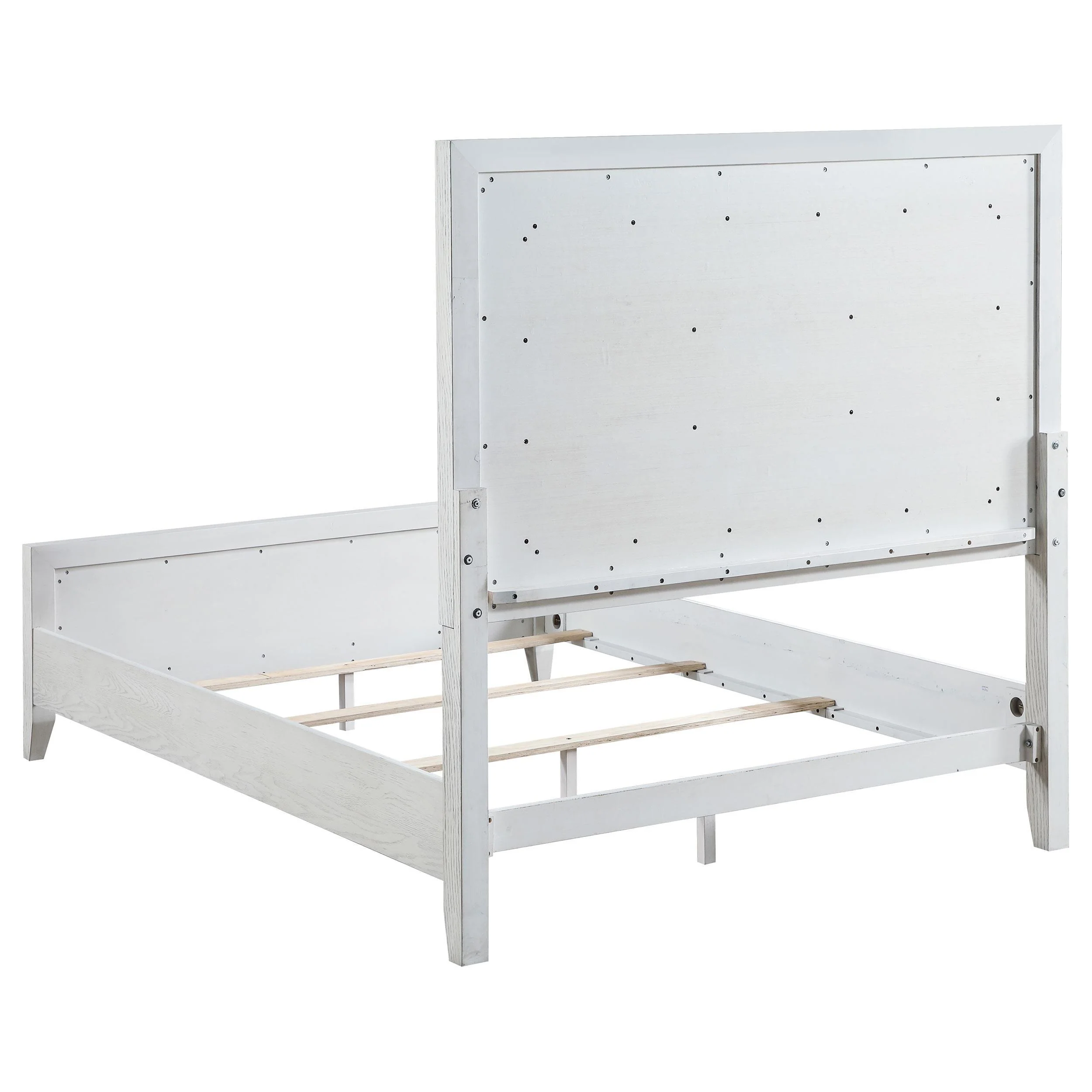 Marielle Distressed White Queen Upholstered LED Panel Bed - Image 3