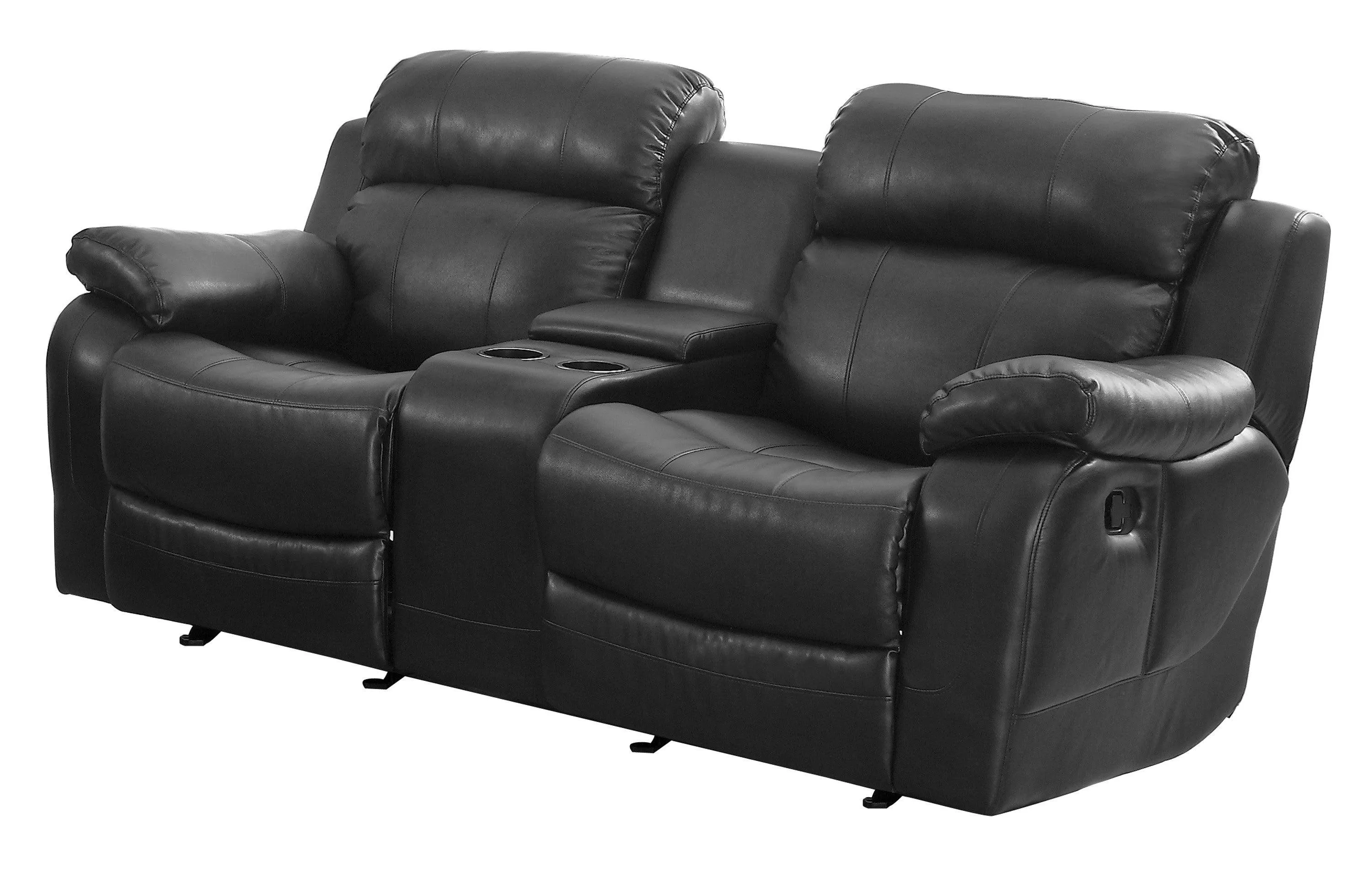 Marilla Bonded Black Leather Living Room Set - Image 4