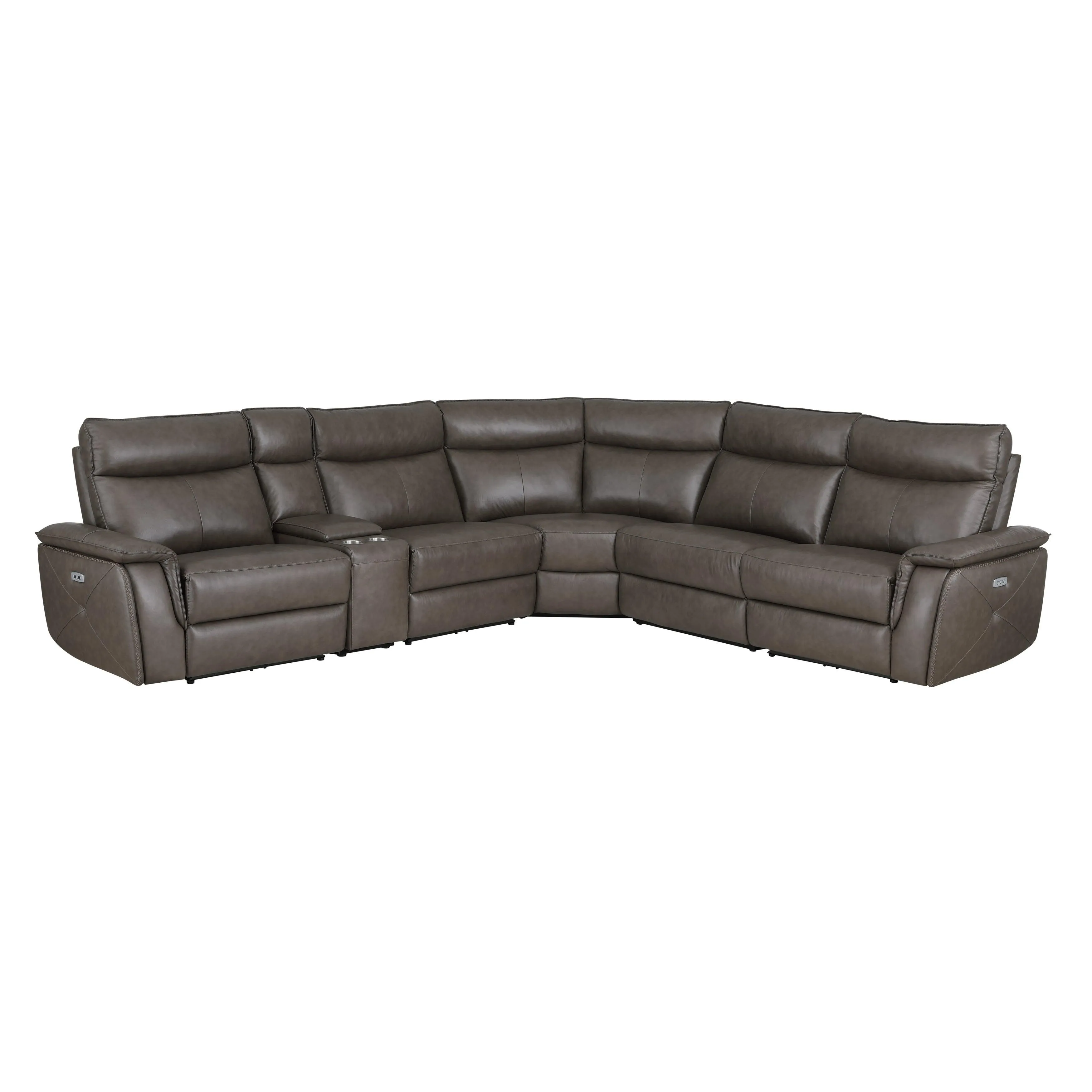 Maroni Dark Brown Leather 6-Piece Modular Power Reclining Sectional - Image 2