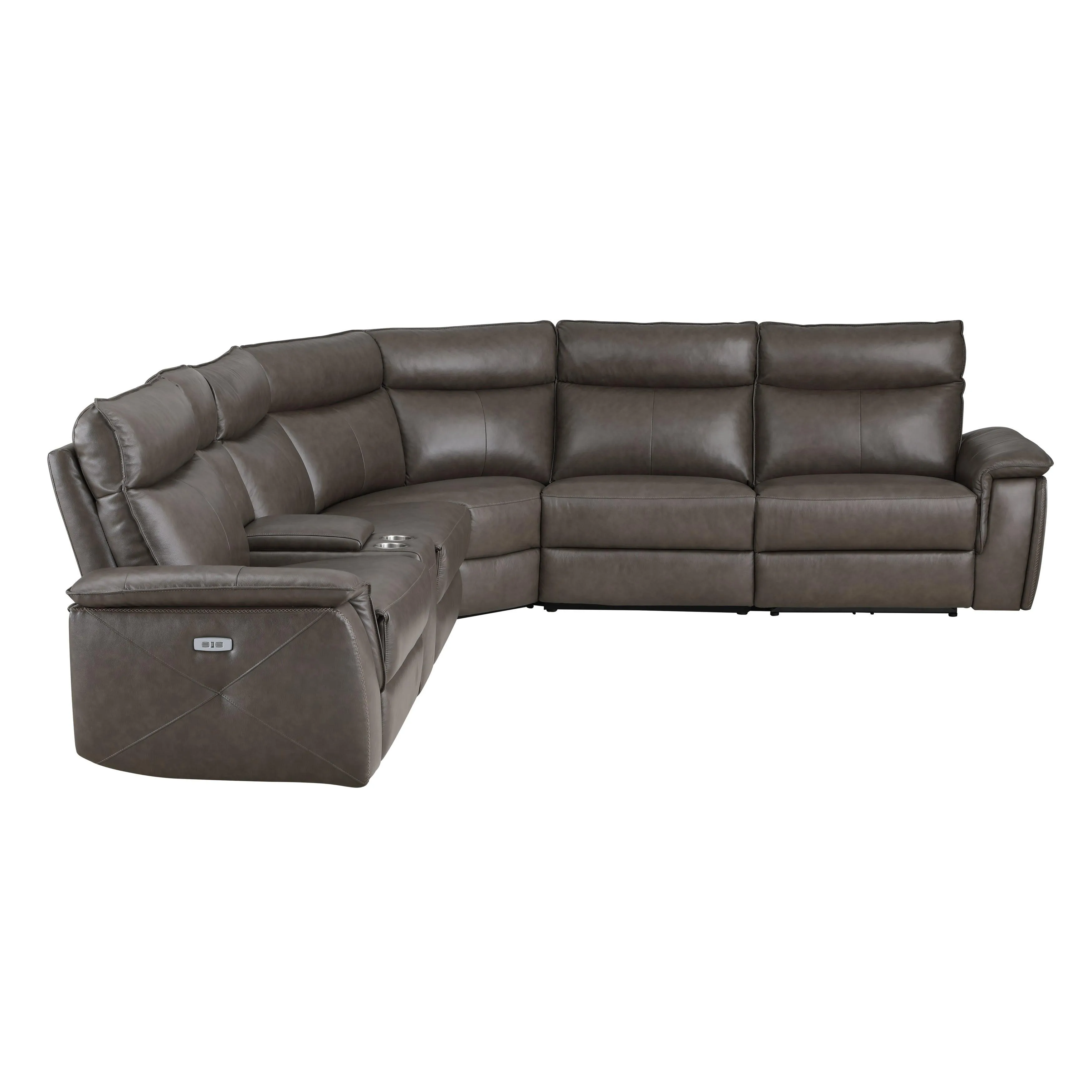 Maroni Dark Brown Leather 6-Piece Modular Power Reclining Sectional - Image 3