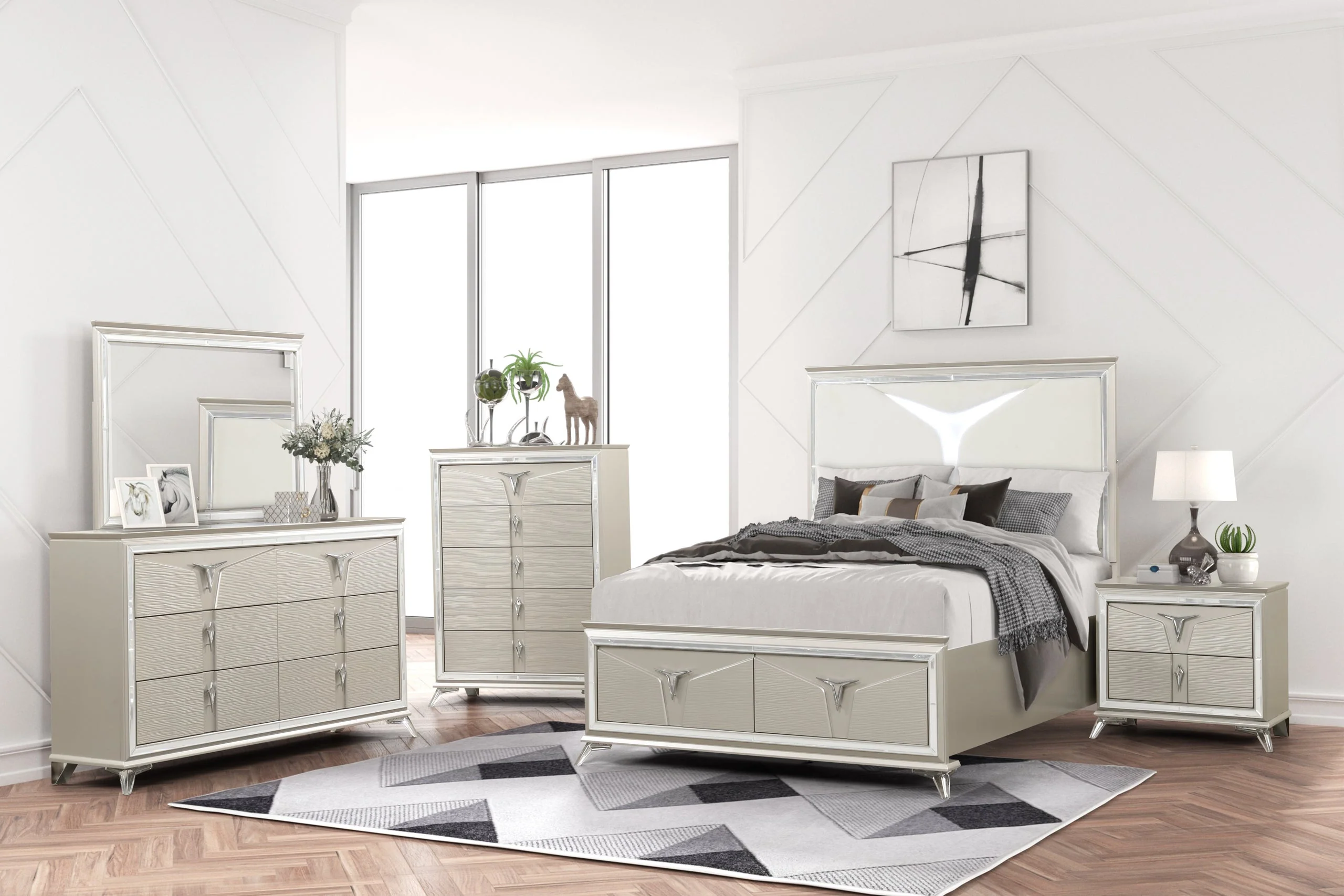Master Champagne Storage Bedroom Set - Image 2