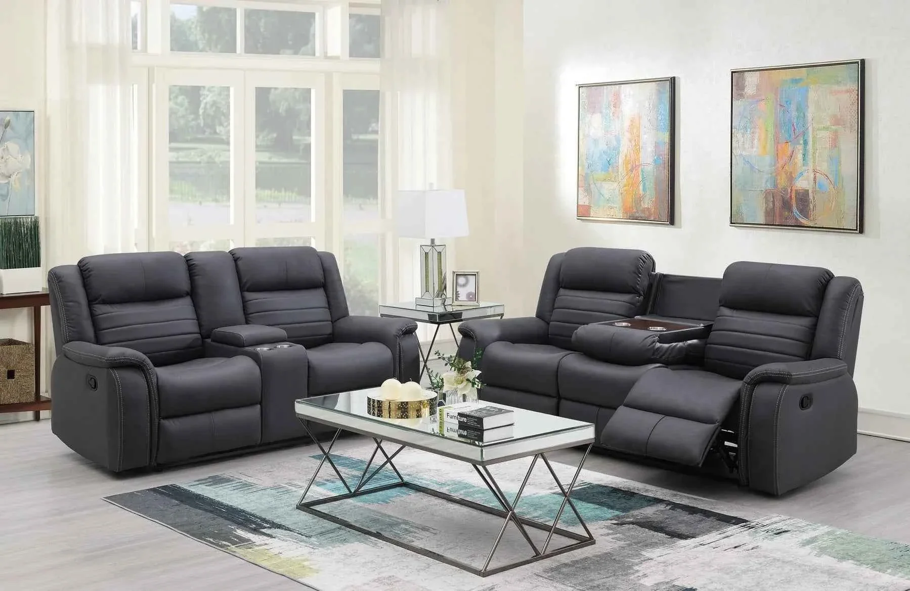 Max Grey 3-Piece Reclining Living Room Set - Image 3