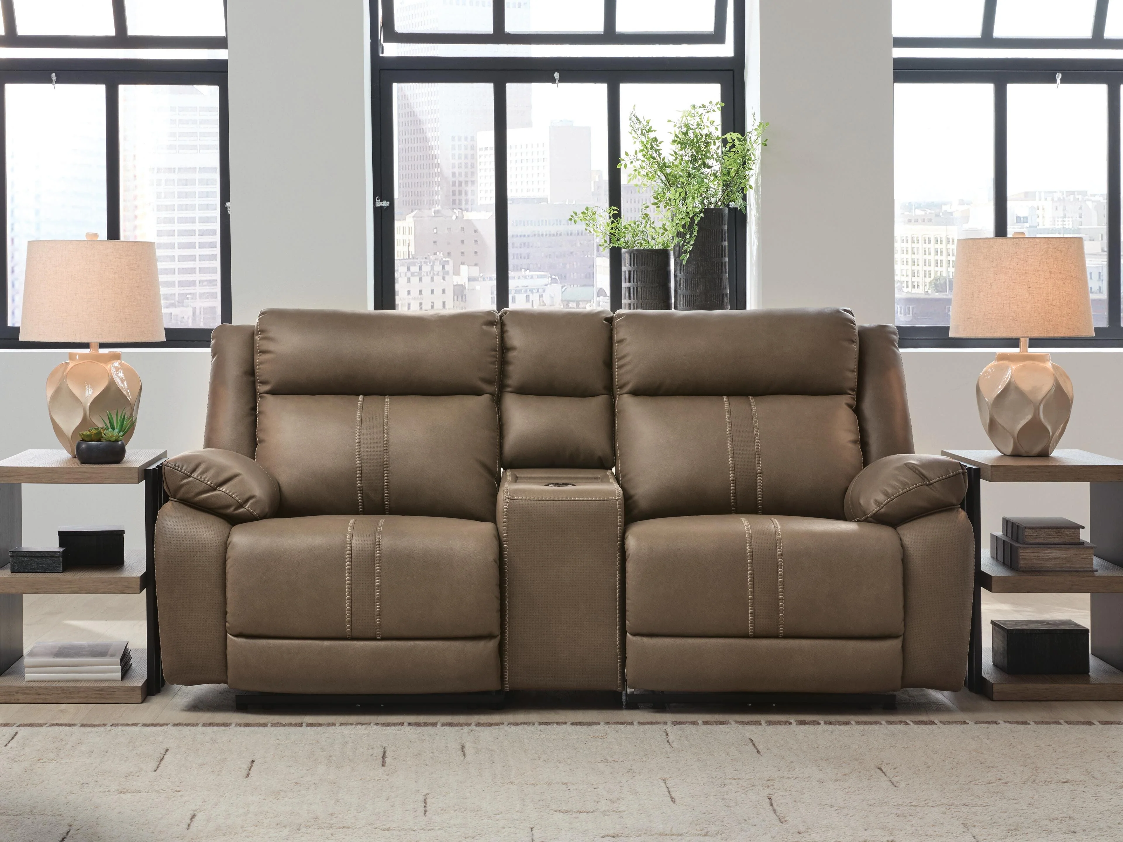 Max-Momentum Biscotti 3-Piece Power Reclining Sectional Loveseat with Audio Console - Image 2