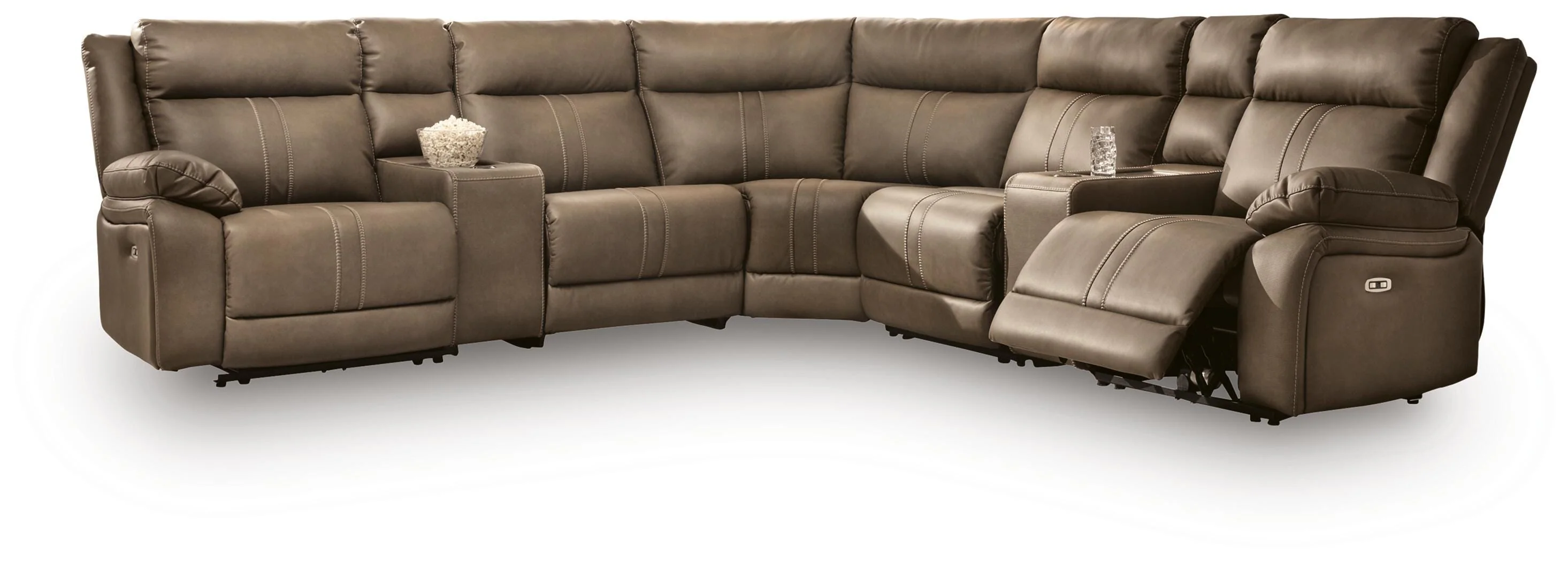 Max-Momentum Biscotti 7-Piece Power Reclining Sectional with Audio Consoles