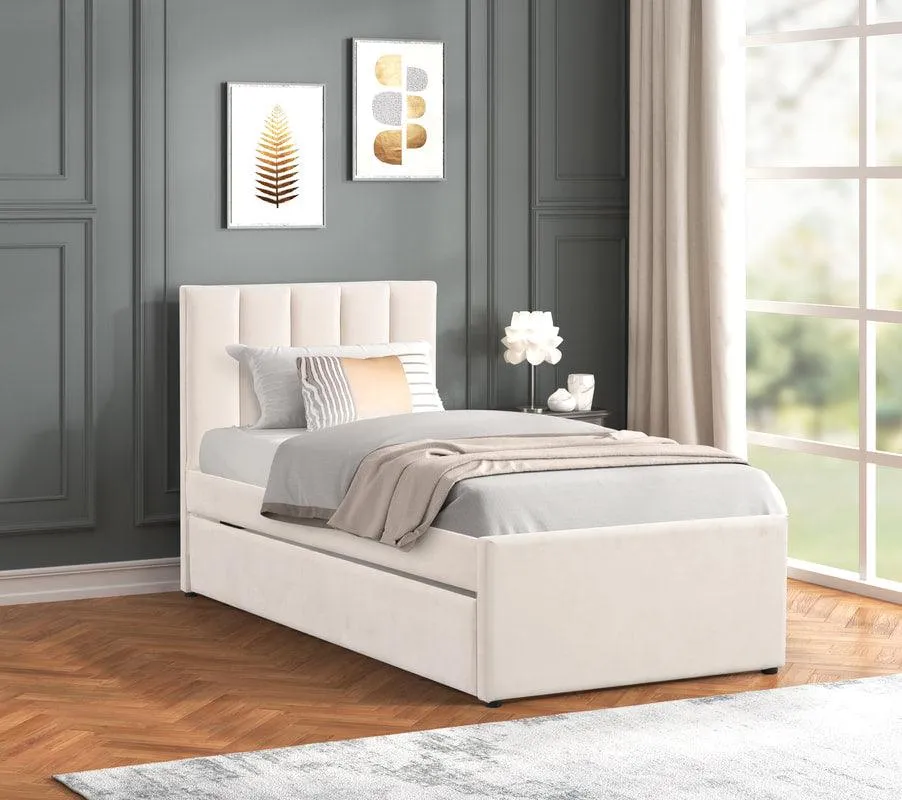 Maya Beige Twin Platform Bed with Trundle
