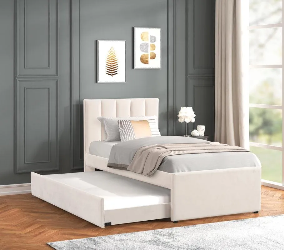 Maya Beige Twin Platform Bed with Trundle - Image 2