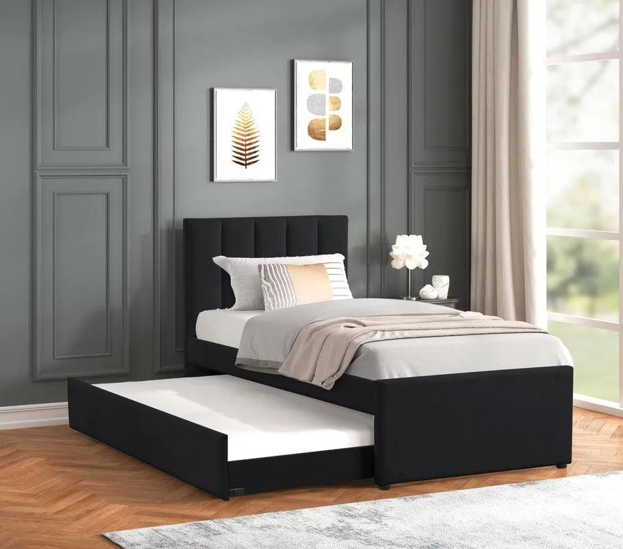 Maya Black Twin Platform Bed with Trundle - Image 2
