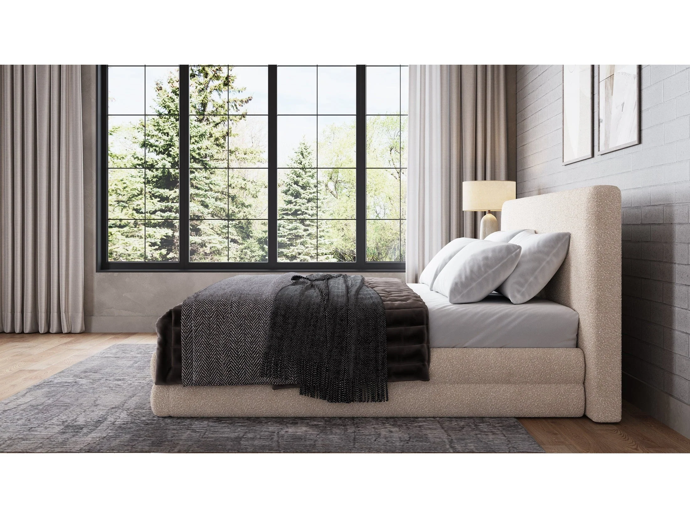 Maya Brun California King Upholstered Platform Bed