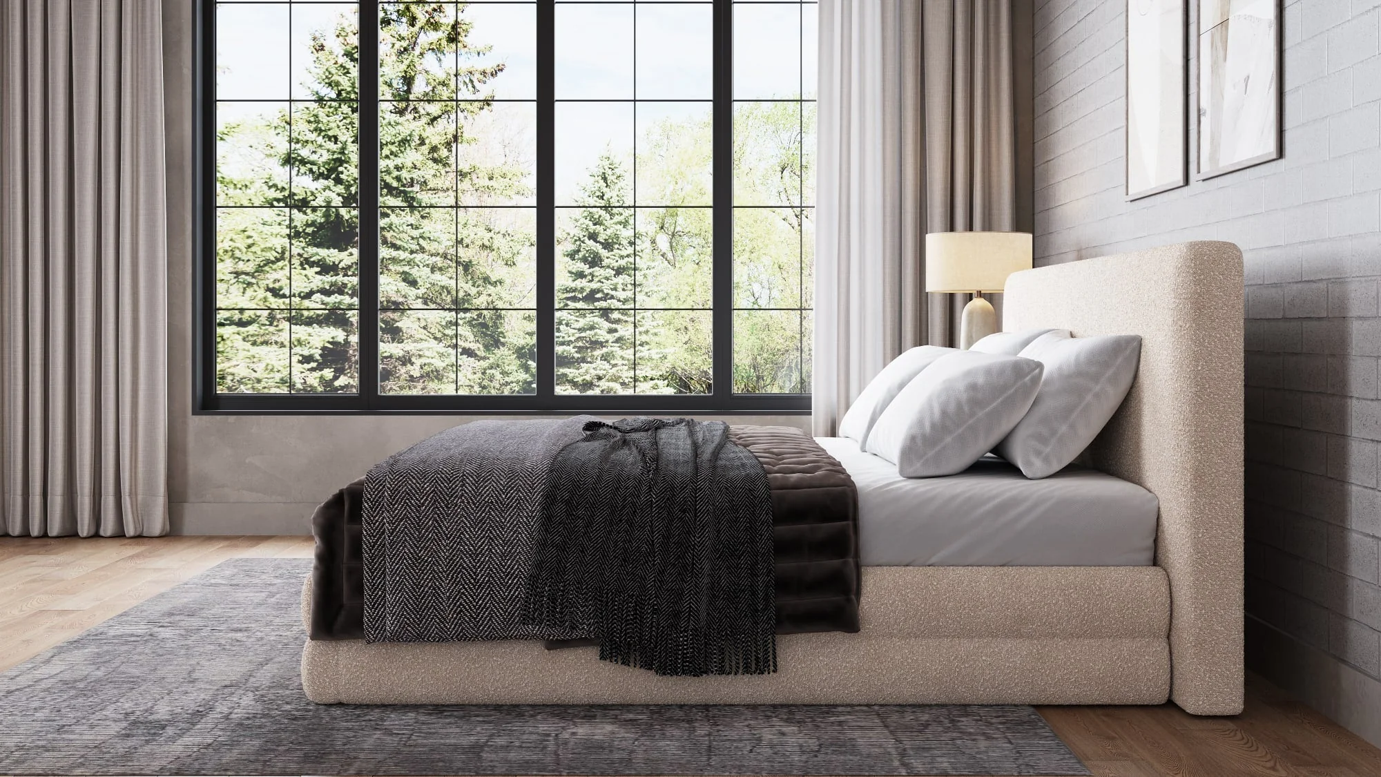 Maya Brun California King Upholstered Platform Bed - Image 2