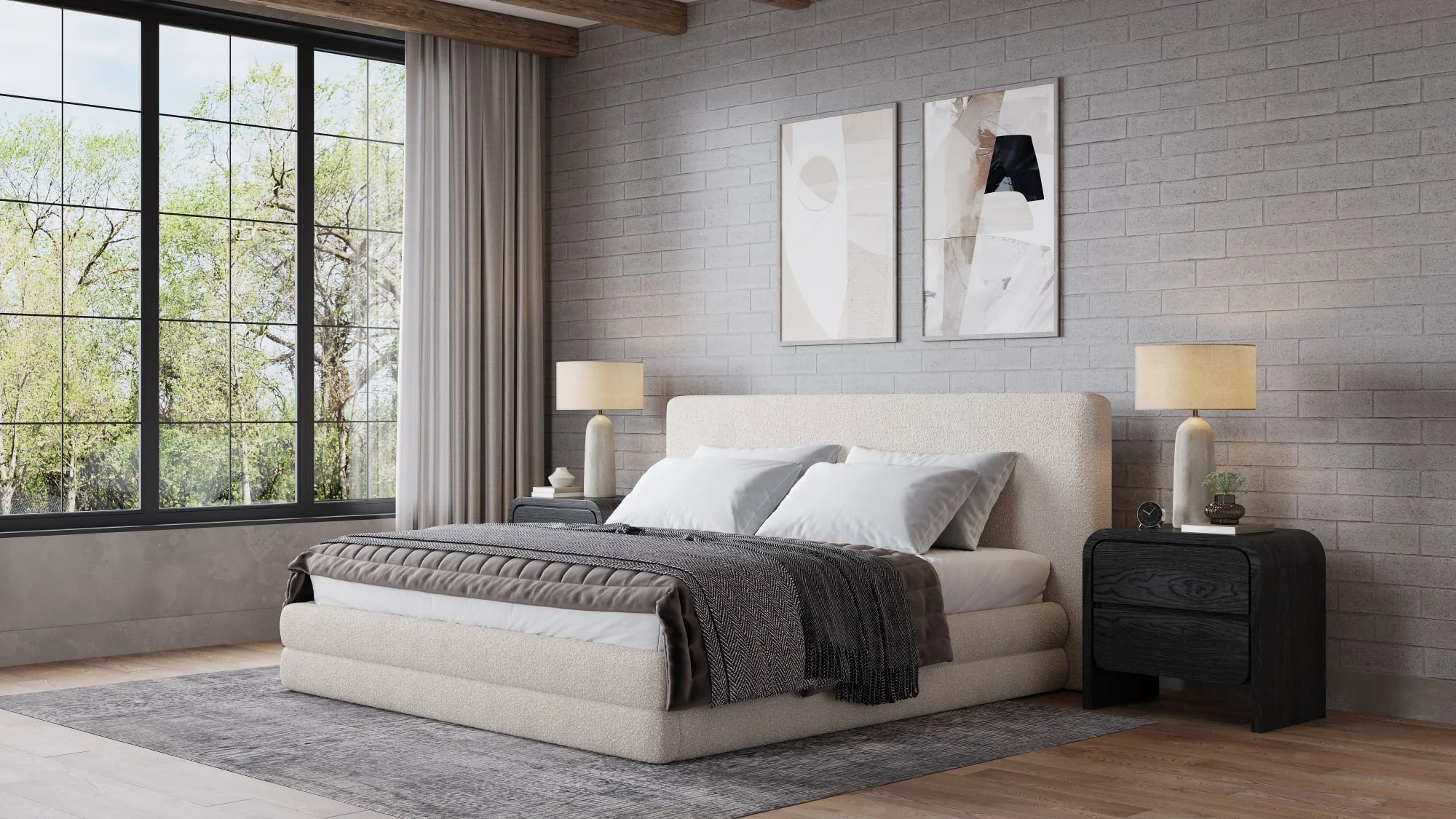Maya Brun California King Upholstered Platform Bed - Image 4
